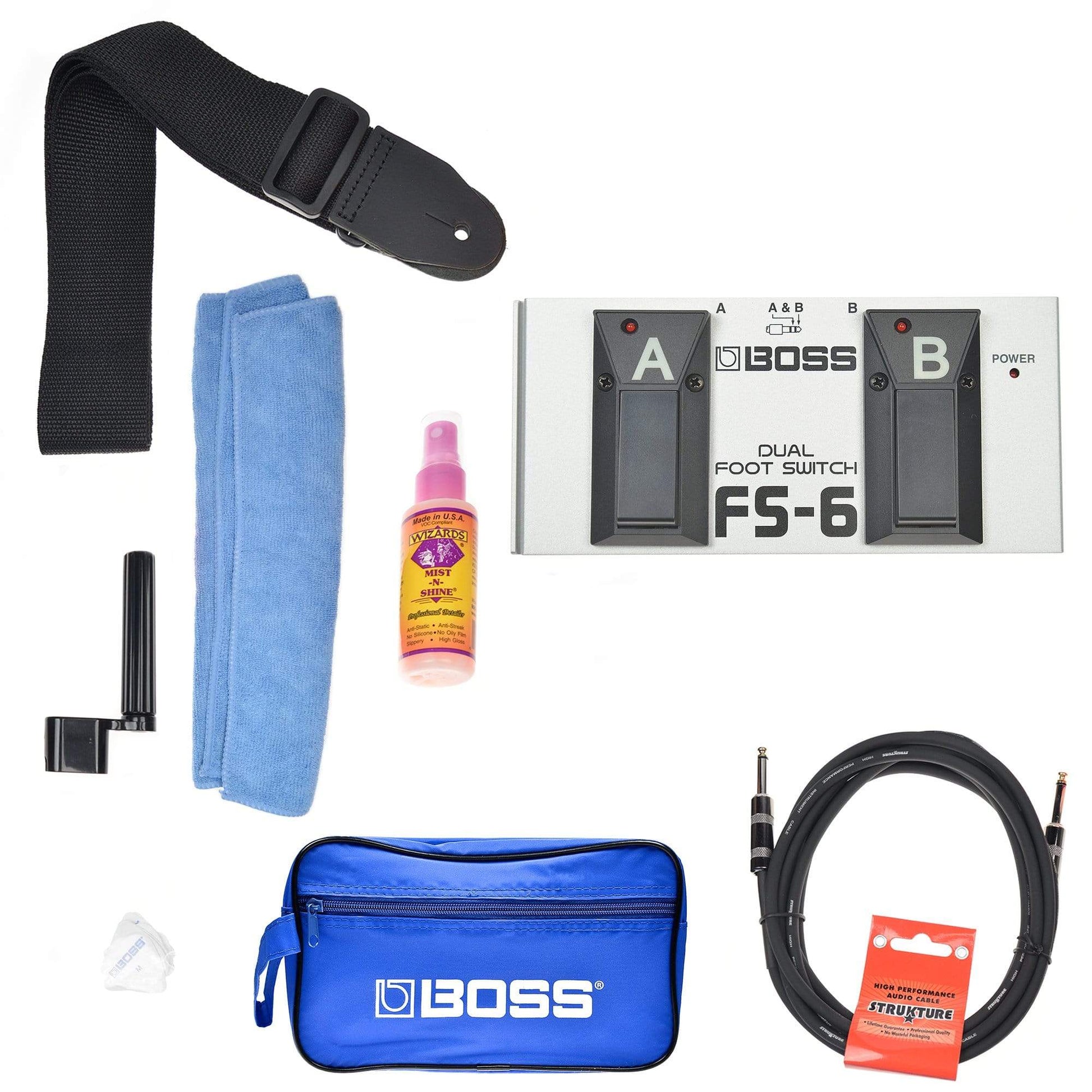 Boss FS-6 Latching-Unlatching Dual Foot Switch Boss Promo Accessories Bundle Effects and Pedals / Pedalboards and Power Supplies