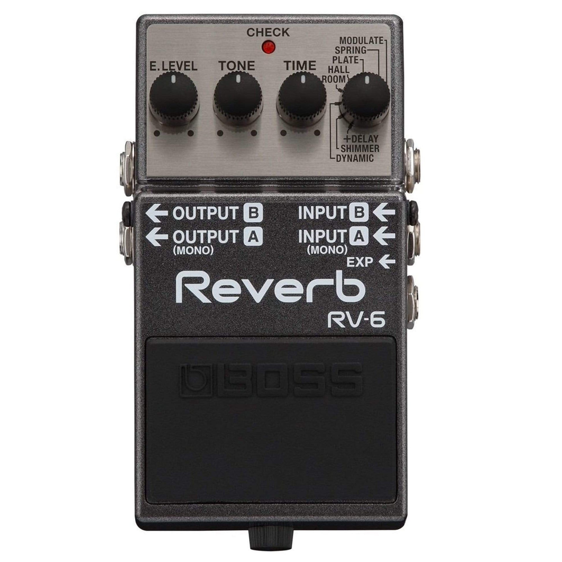 Boss RV-6 Digital Reverb Bundle w/ 2 Roland Black Series 6 inch Patch Cables Effects and Pedals / Reverb