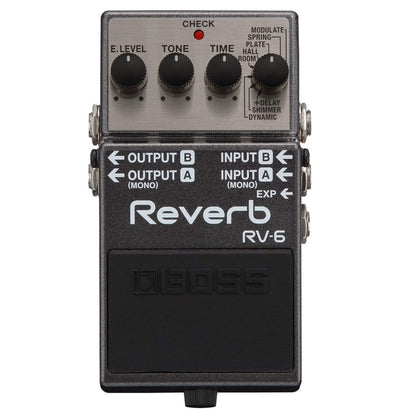 Boss RV-6 Digital Reverb Bundle w/ 2 Roland Black Series 6 inch Patch Cables Effects and Pedals / Reverb