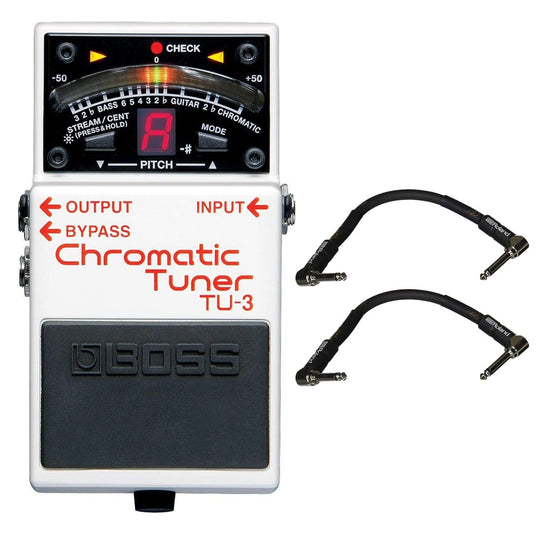 Boss TU-3 Chromatic Tuner Bundle w/ 2 Roland Black Series 6 inch Patch Cables Effects and Pedals / Tuning Pedals