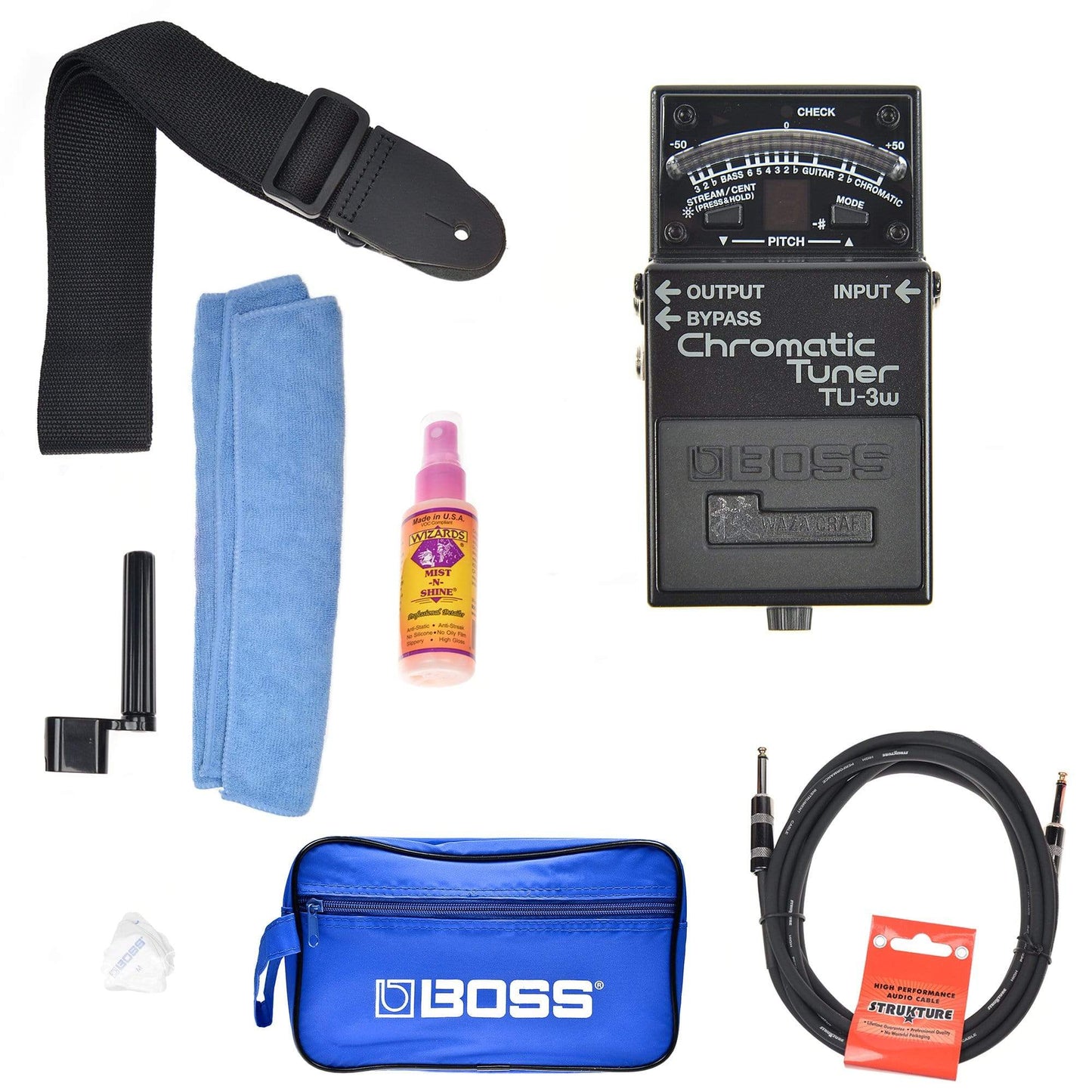 BOSS TU-3W Chromatic Tuner Boss Promo Accessories Bundle Effects and Pedals / Tuning Pedals