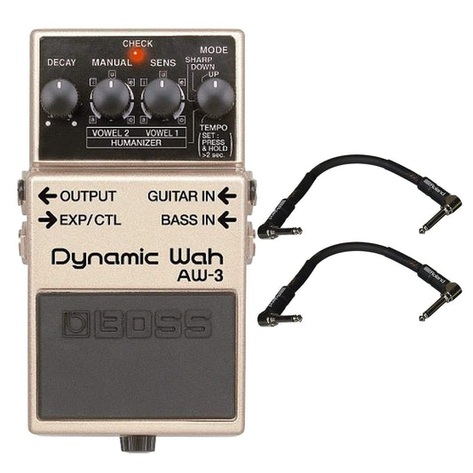 Boss AW-3 Dynamic Wah Bundle w/ 2 Roland Black Series 6 inch Patch Cables Effects and Pedals / Wahs and Filters