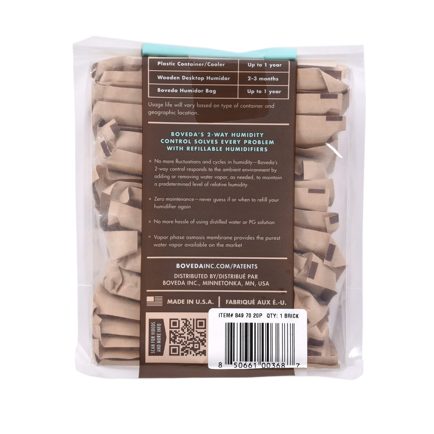 Boveda 2-Way Humidity Control Refill 20-Pack 49% RH Size 70 Accessories / Humidifiers