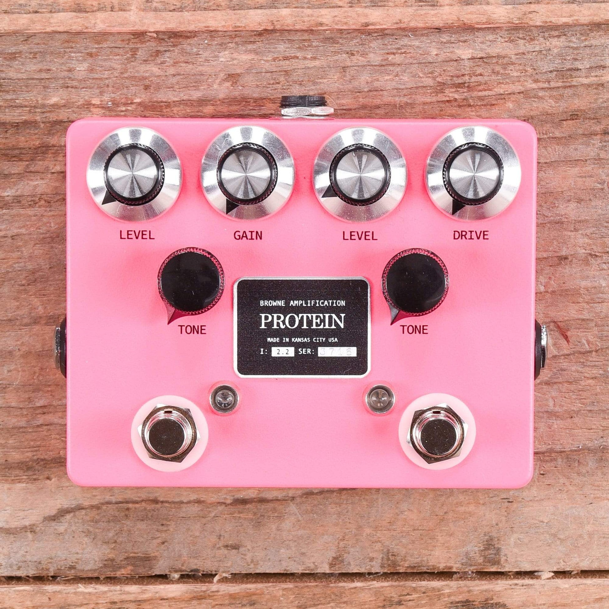 protein drive pedal Browne Amplification The Protein Dual Overdrive Pedal Pink – Chicago Music Exchange