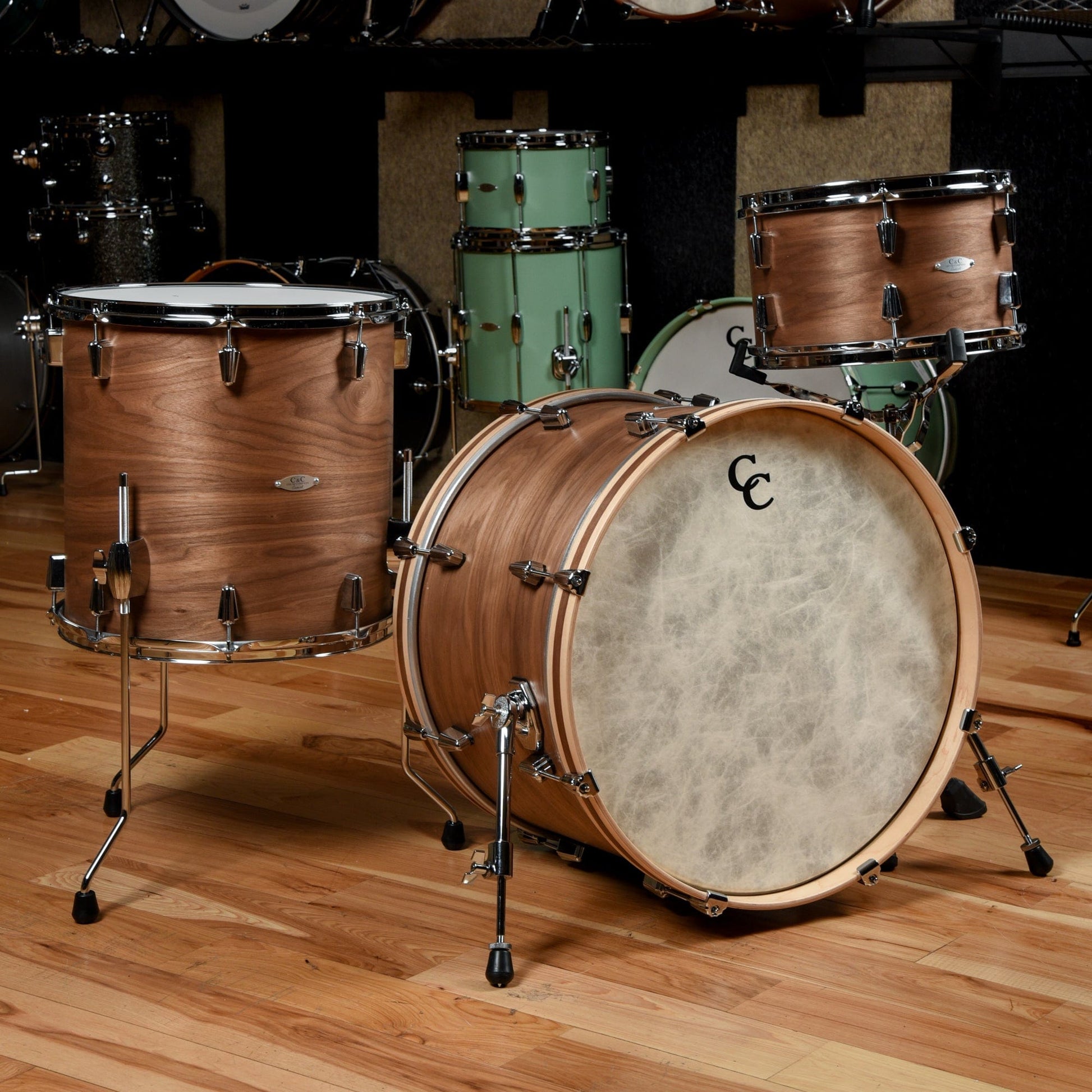 C&C 12th & Vine 13/16/22 3pc. Drum Kit Walnut/Poplar Walnut Natural Satin Drums and Percussion / Acoustic Drums / Full Acoustic Kits