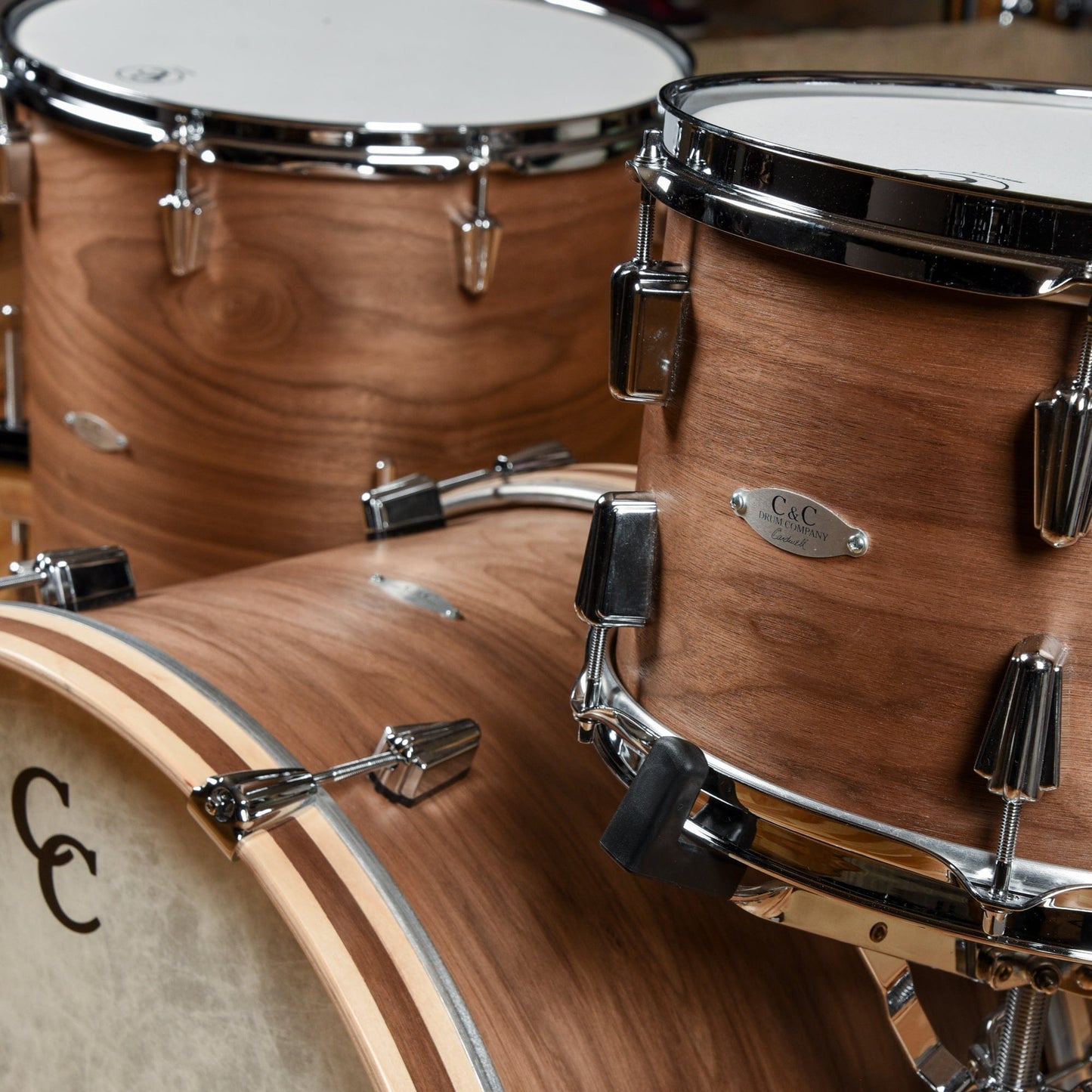C&C 12th & Vine 13/16/22 3pc. Drum Kit Walnut/Poplar Walnut Natural Satin Drums and Percussion / Acoustic Drums / Full Acoustic Kits