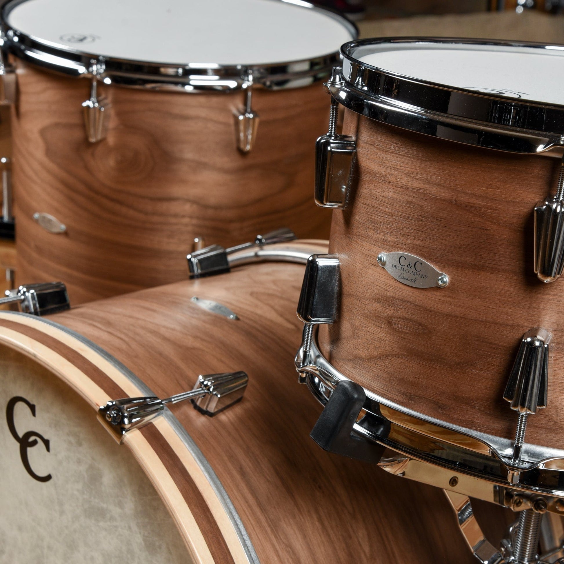 C&C 12th & Vine 13/16/22 3pc. Drum Kit Walnut/Poplar Walnut Natural Satin Drums and Percussion / Acoustic Drums / Full Acoustic Kits