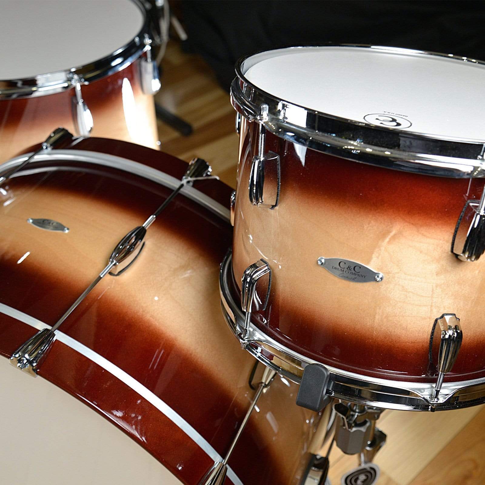 C&C Gladstone13/16/26x12 3pc. Drum Kit Brown Candy to Natural Duco w/Metal Flake Drums and Percussion / Acoustic Drums / Full Acoustic Kits