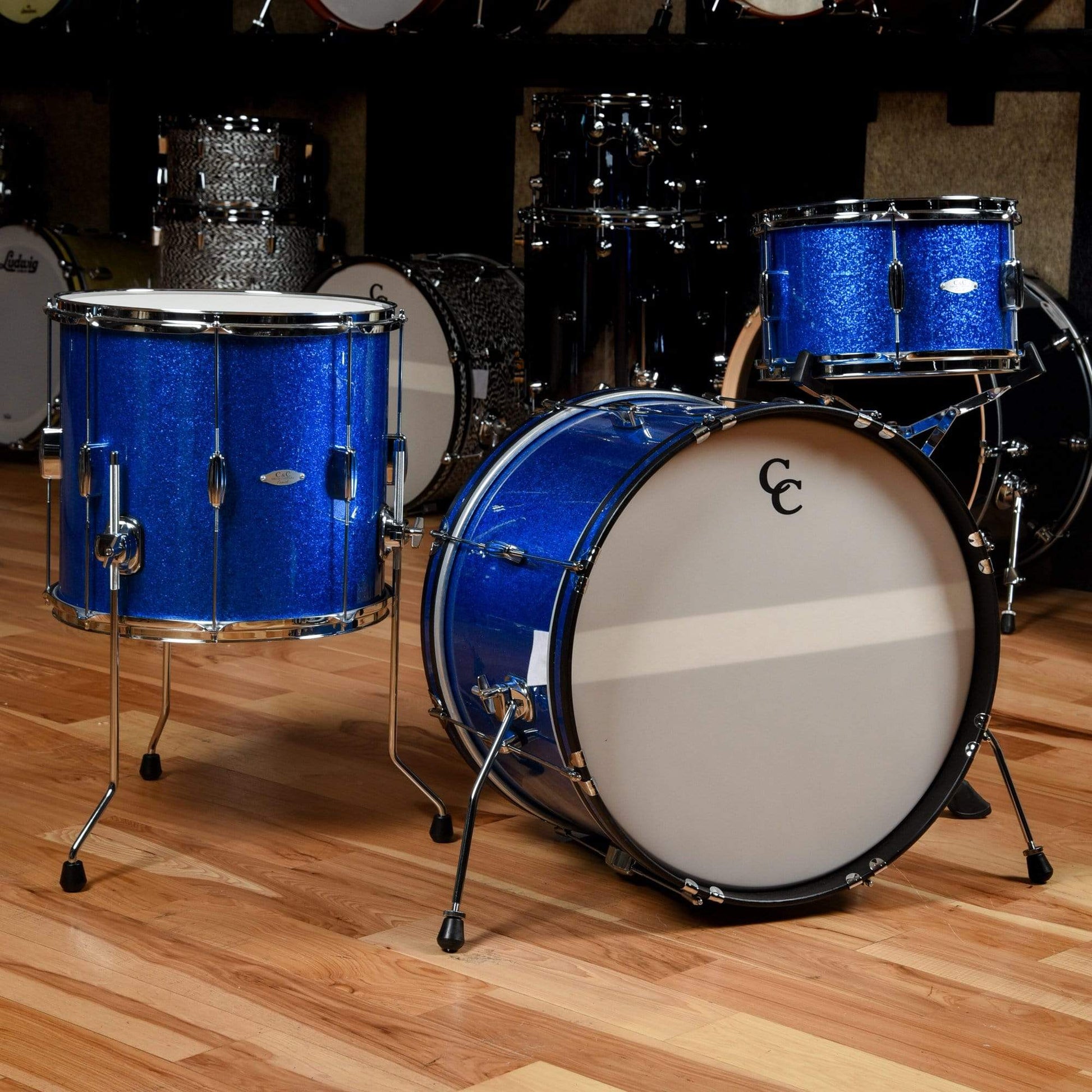 C&C Player Date 1 13/16/22 3pc. Drum Kit Blue Sparkle Drums and Percussion / Acoustic Drums / Full Acoustic Kits