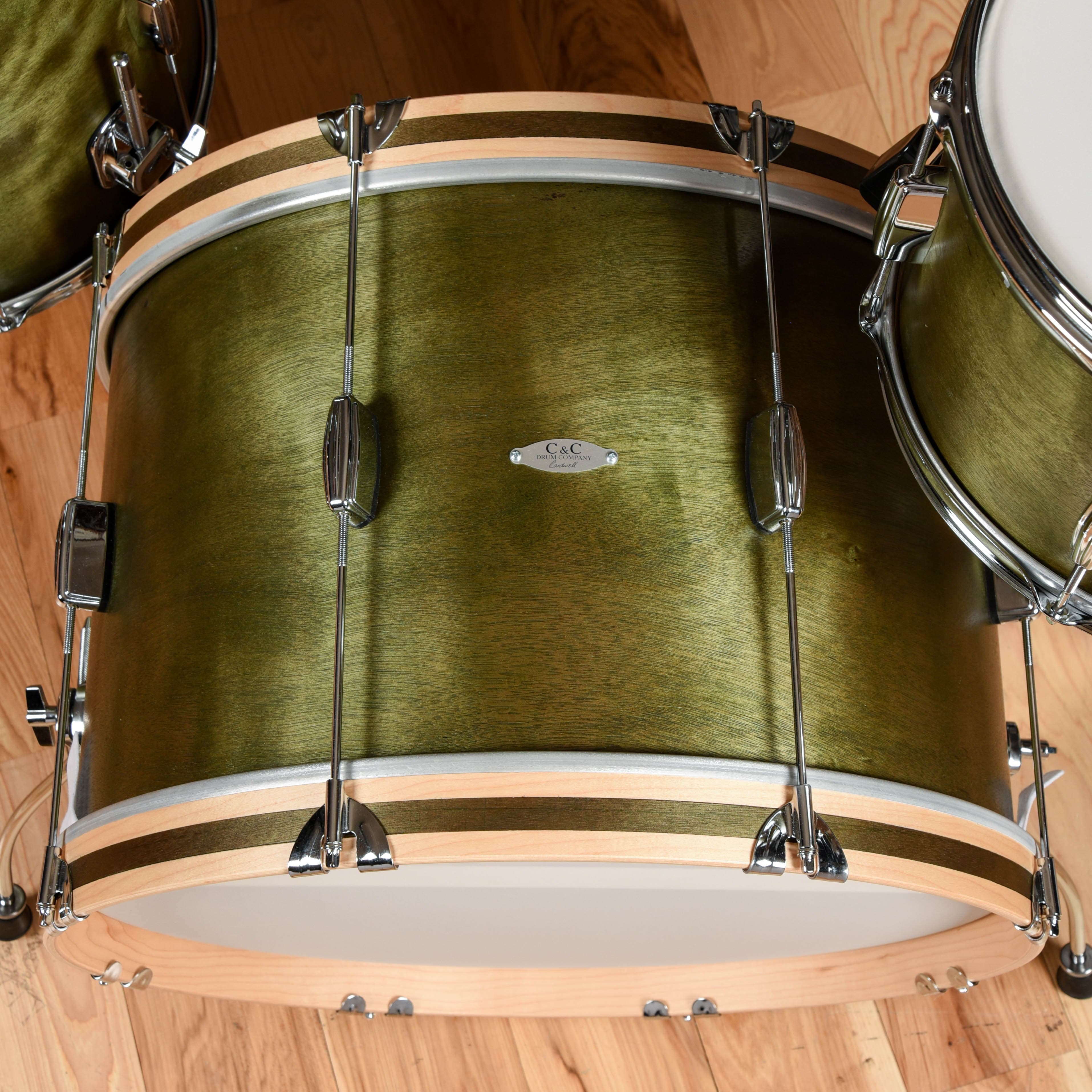 C&C Player Date 1 13/16/22 3pc. Drum Kit Olive Drab Vintage Gloss Drums and Percussion / Acoustic Drums / Full Acoustic Kits