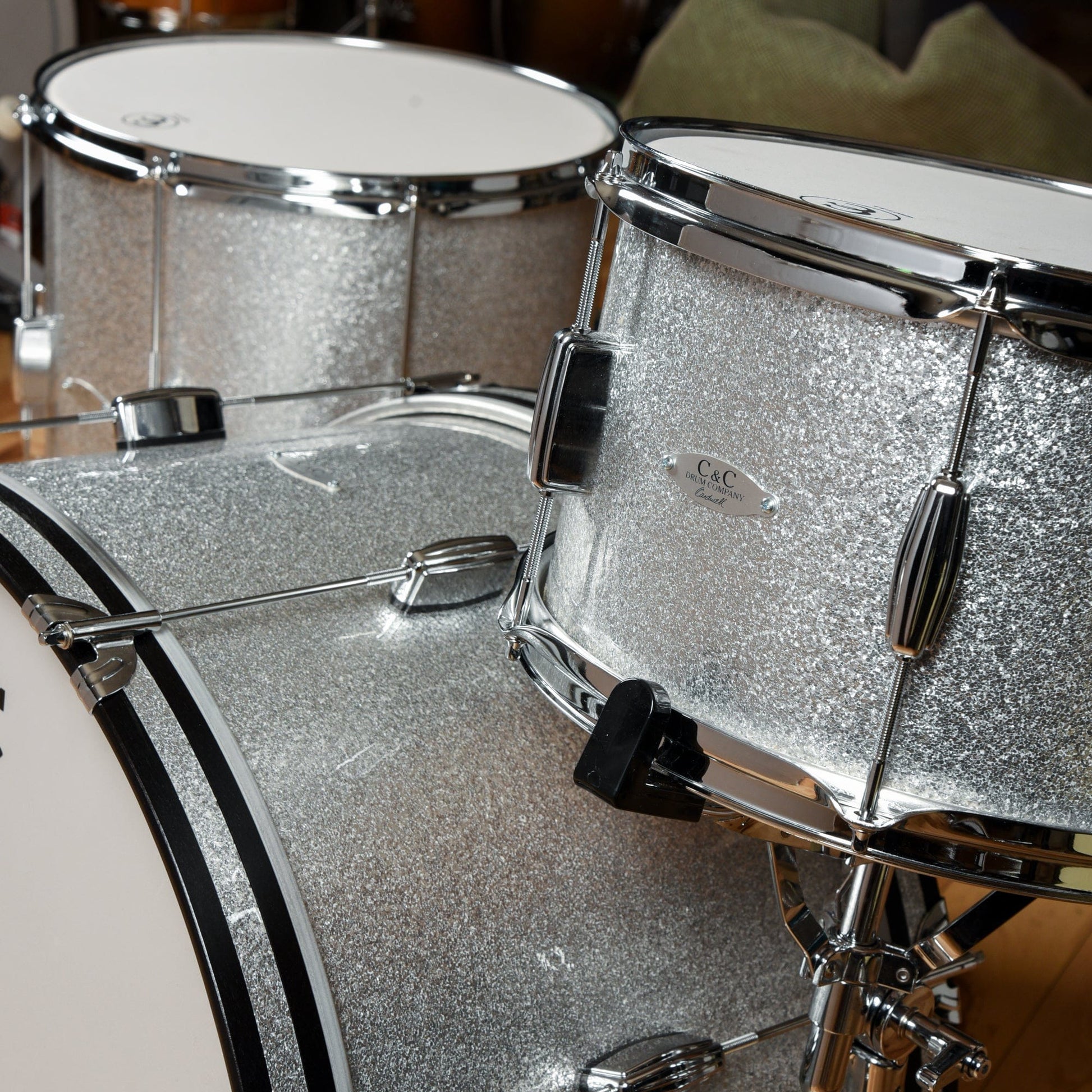 C&C Player Date 1 13/16/24 3pc. Drum Kit Silver Sparkle Drums and Percussion / Acoustic Drums / Full Acoustic Kits