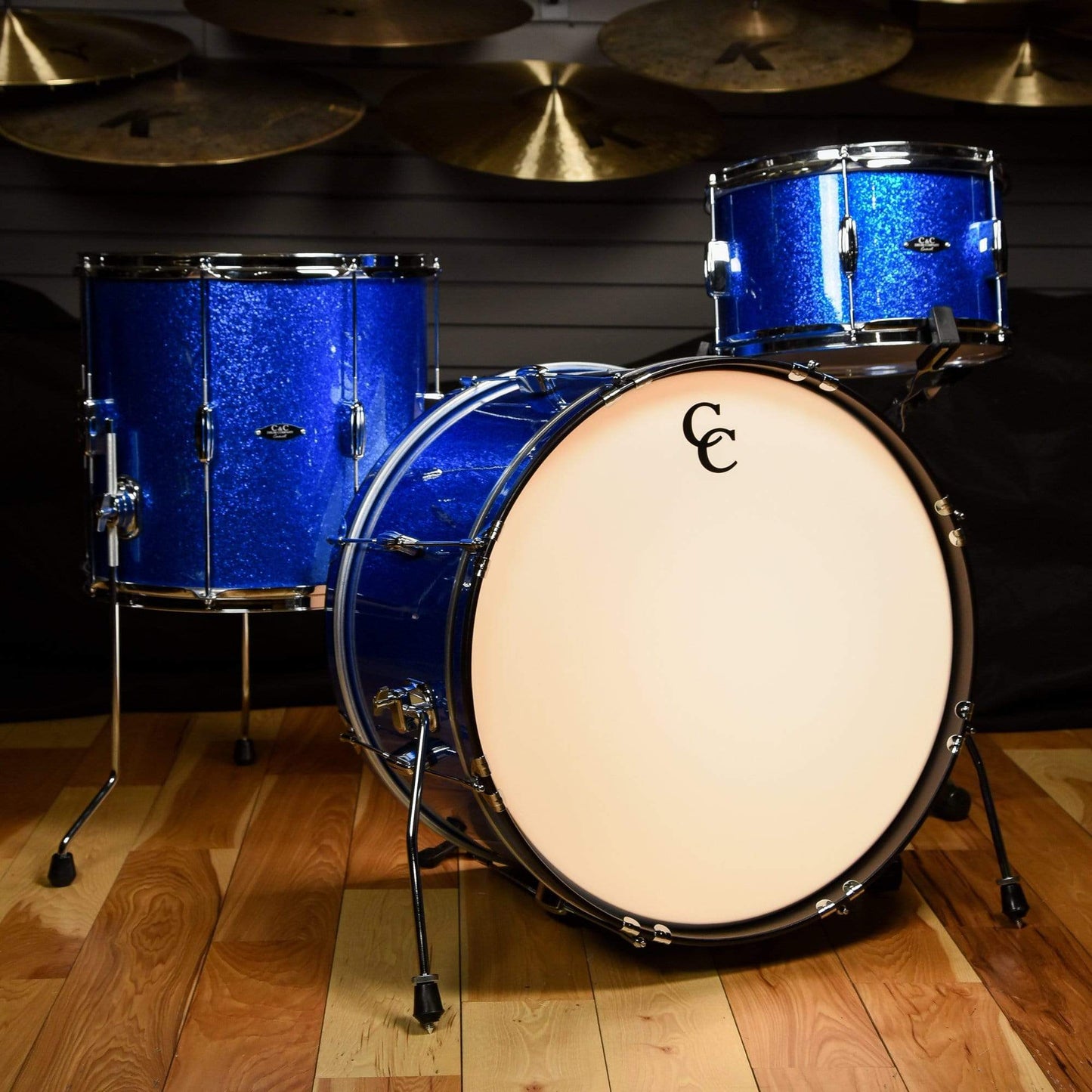 C&C Player Date 2 13/16/22 3pc. Drum Kit Blue Sparkle Drums and Percussion / Acoustic Drums / Full Acoustic Kits