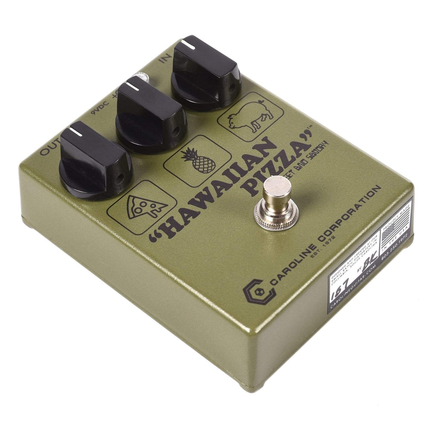Caroline Hawaiian Pizza Fuzzdrive Pedal Army Green Effects and Pedals / Fuzz