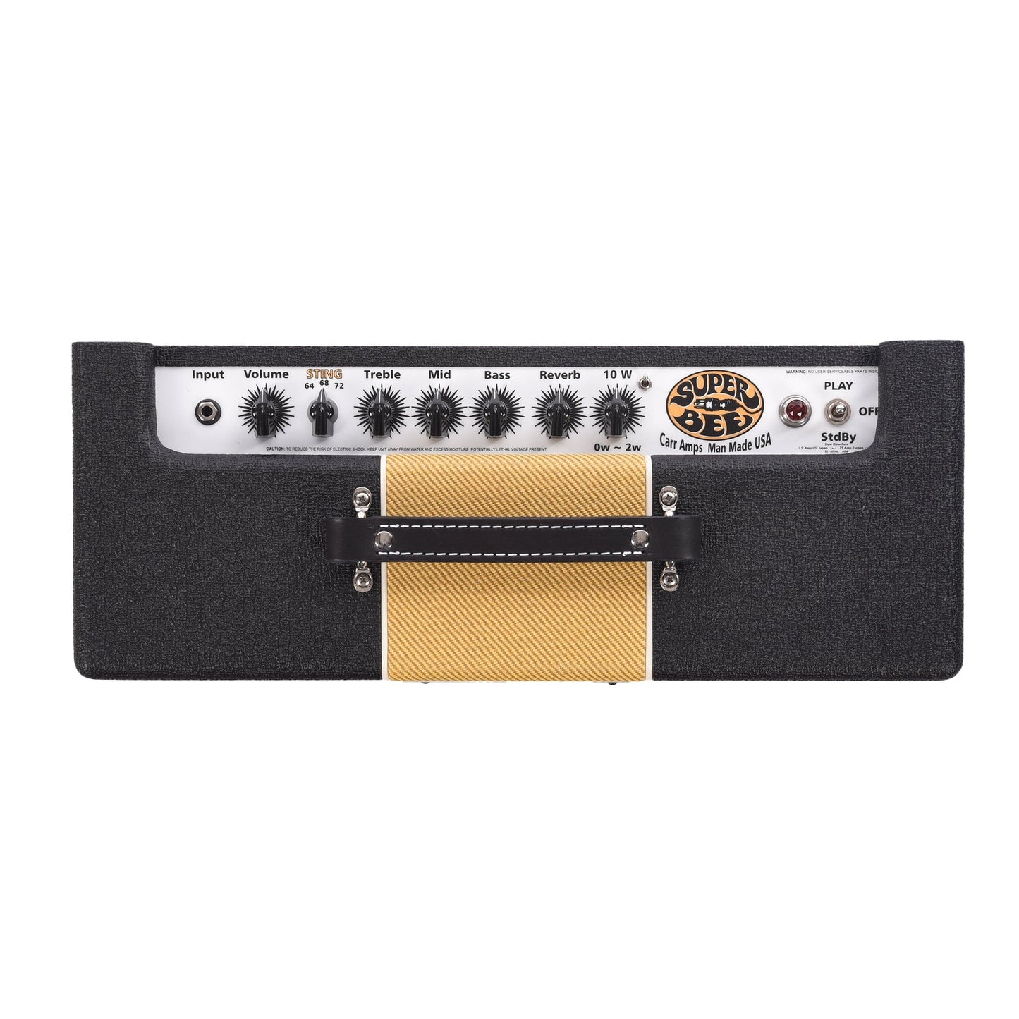 Carr Super Bee 1x10 Combo Amp w/Reverb & Attenuator Black w/ Tweed Stripe