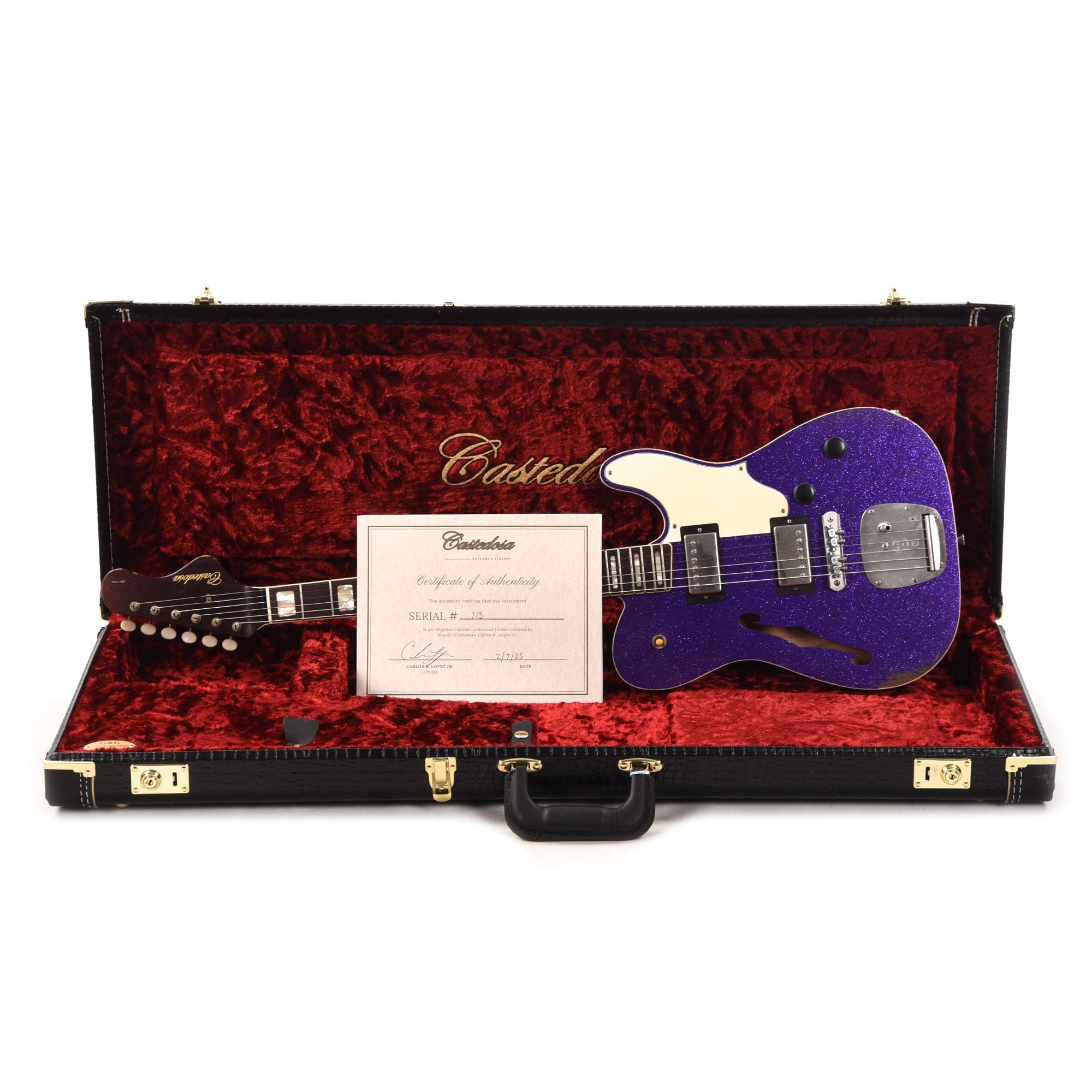Castedosa Marianna Semi-Hollow Aged Purple Sparkle w/Dove Half Guard Electric Guitars / Semi-Hollow