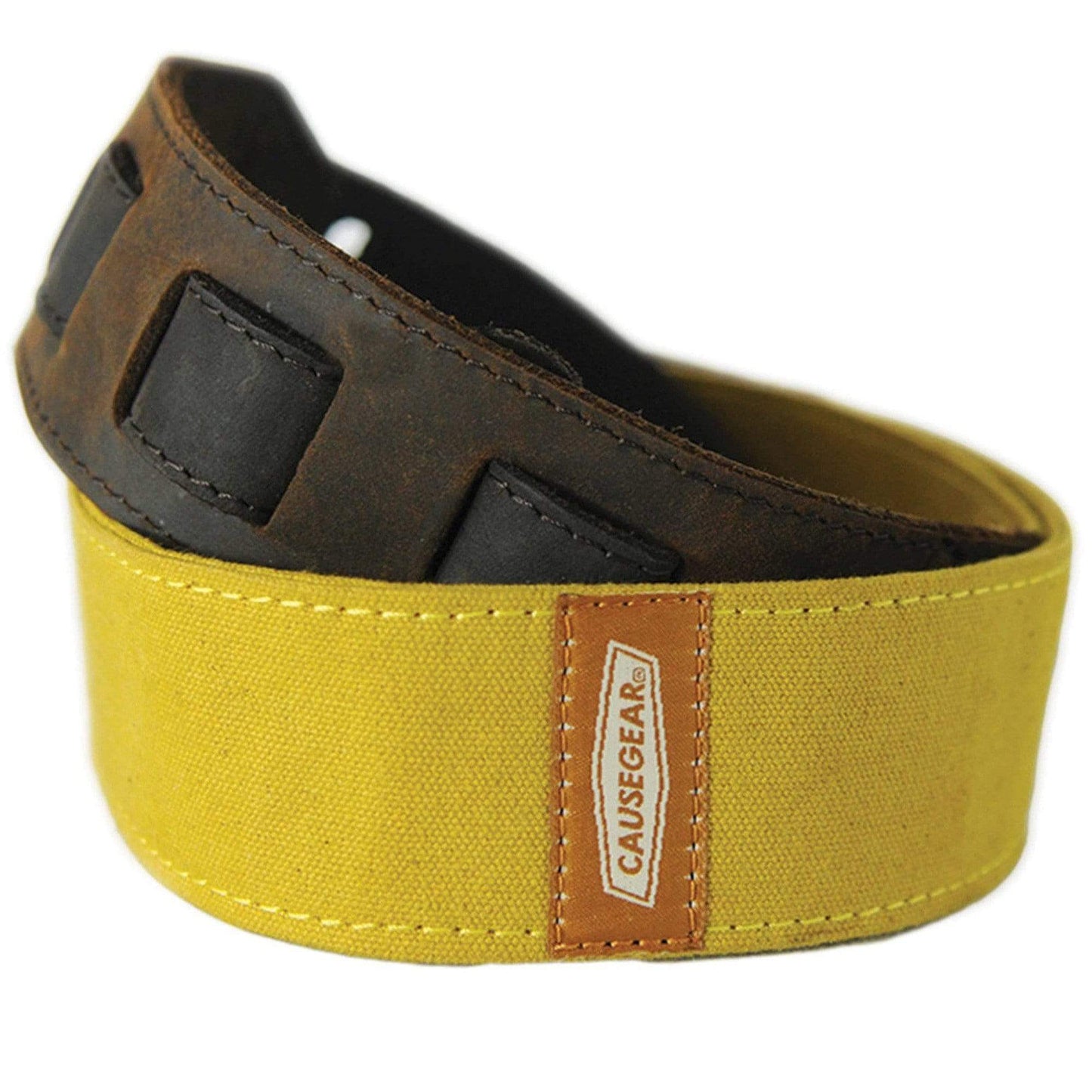 Causegear Canvas & Leather Guitar Strap Mustard Accessories / Straps