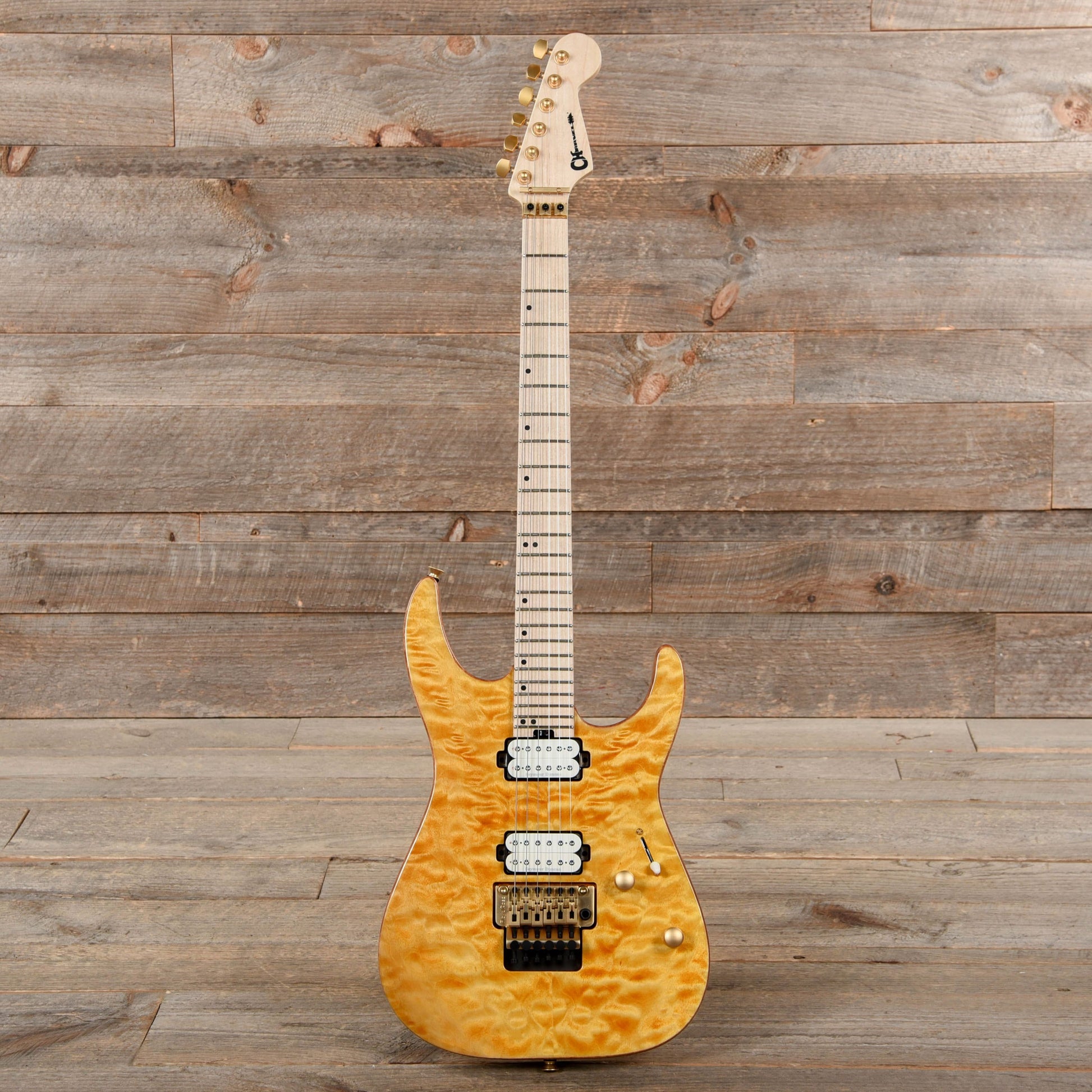 Charvel Pro-Mod DK24 HH FR M Mahogany Quilt Maple Dark Amber Electric Guitars / Solid Body