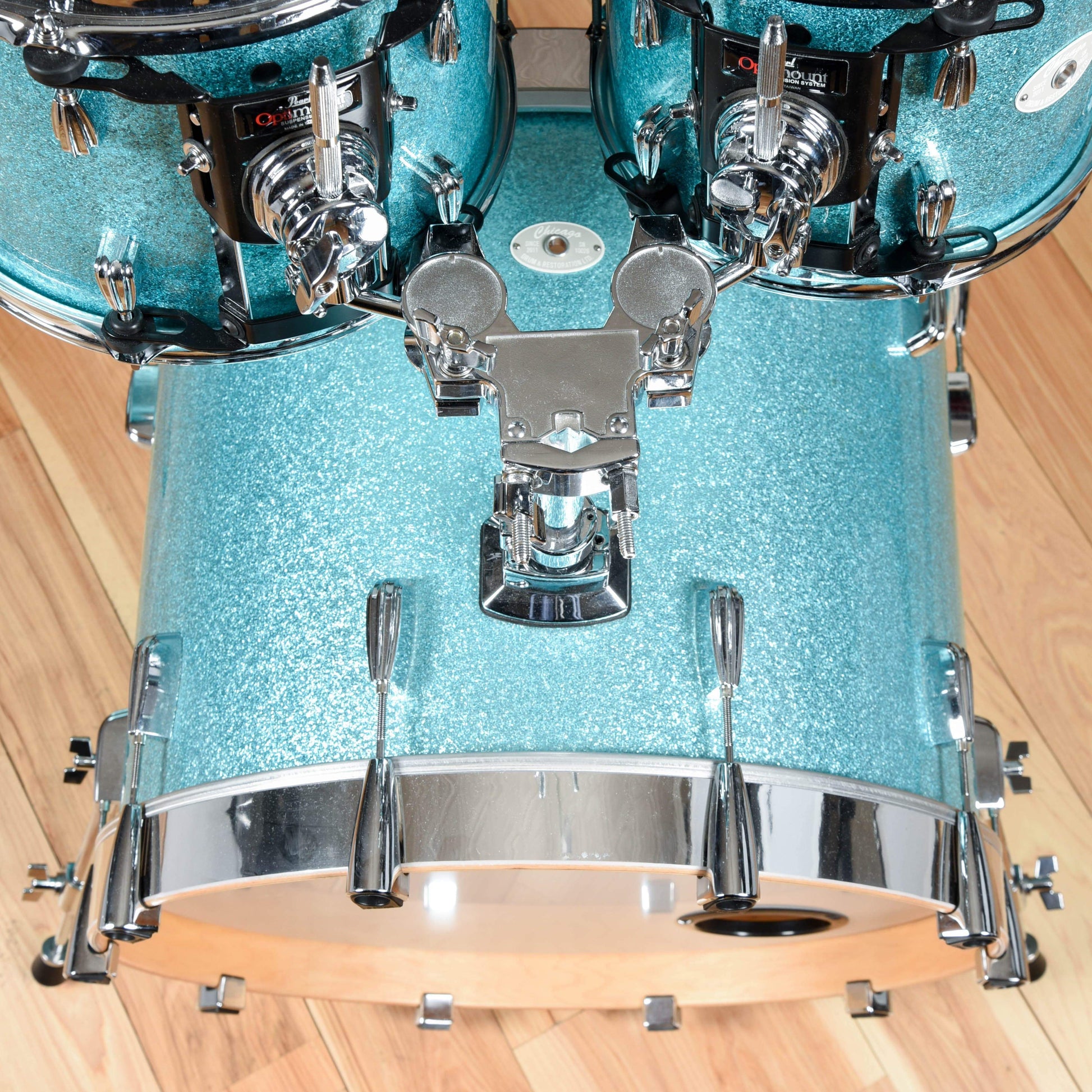 Chicago Drum & Restoration 10/12/16/22 4pc Drum Kit Turquoise Sparkle Drums and Percussion / Acoustic Drums / Full Acoustic Kits