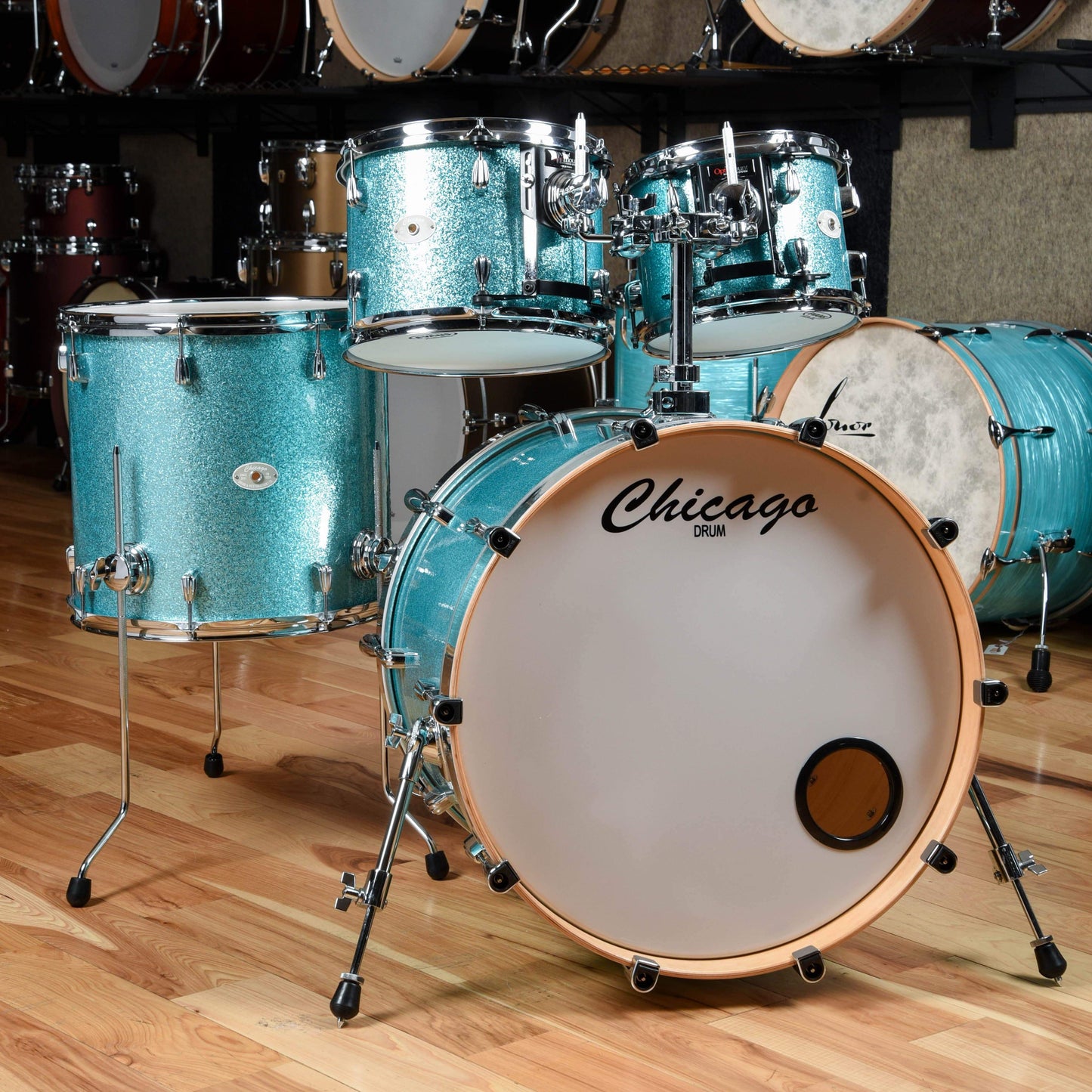 Chicago Drum & Restoration 10/12/16/22 4pc Drum Kit Turquoise Sparkle Drums and Percussion / Acoustic Drums / Full Acoustic Kits