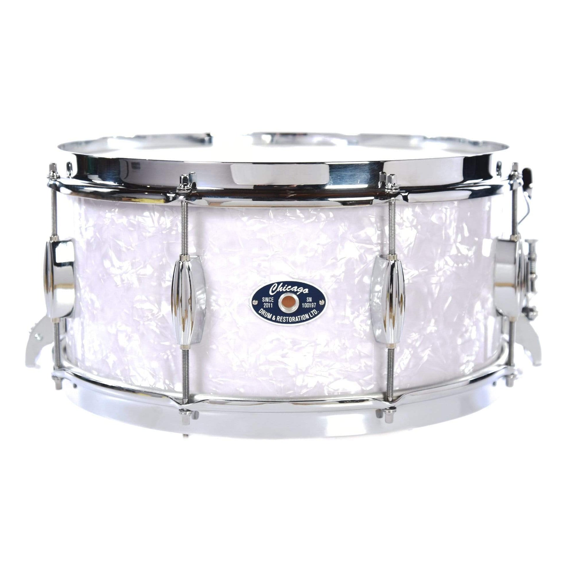 Chicago Drum & Restoration 6.5x14 LTD Chicago King Maple Snare Drum Blue White Marine Pearl w/NOS Slingerland Shell & Hoops Drums and Percussion / Acoustic Drums / Snare