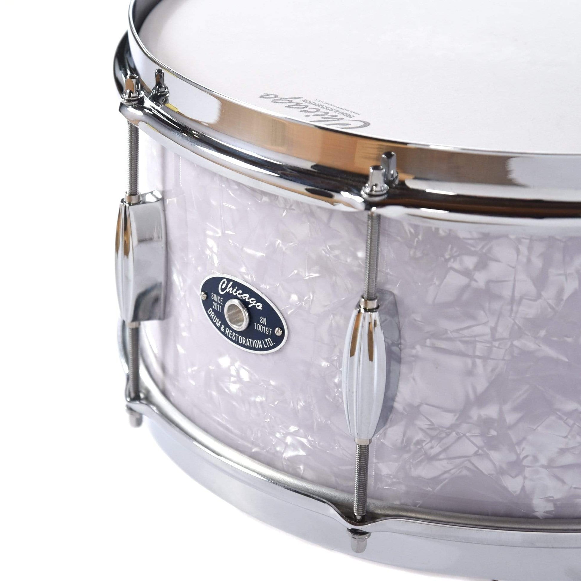Chicago Drum & Restoration 6.5x14 LTD Chicago King Maple Snare Drum Blue White Marine Pearl w/NOS Slingerland Shell & Hoops Drums and Percussion / Acoustic Drums / Snare