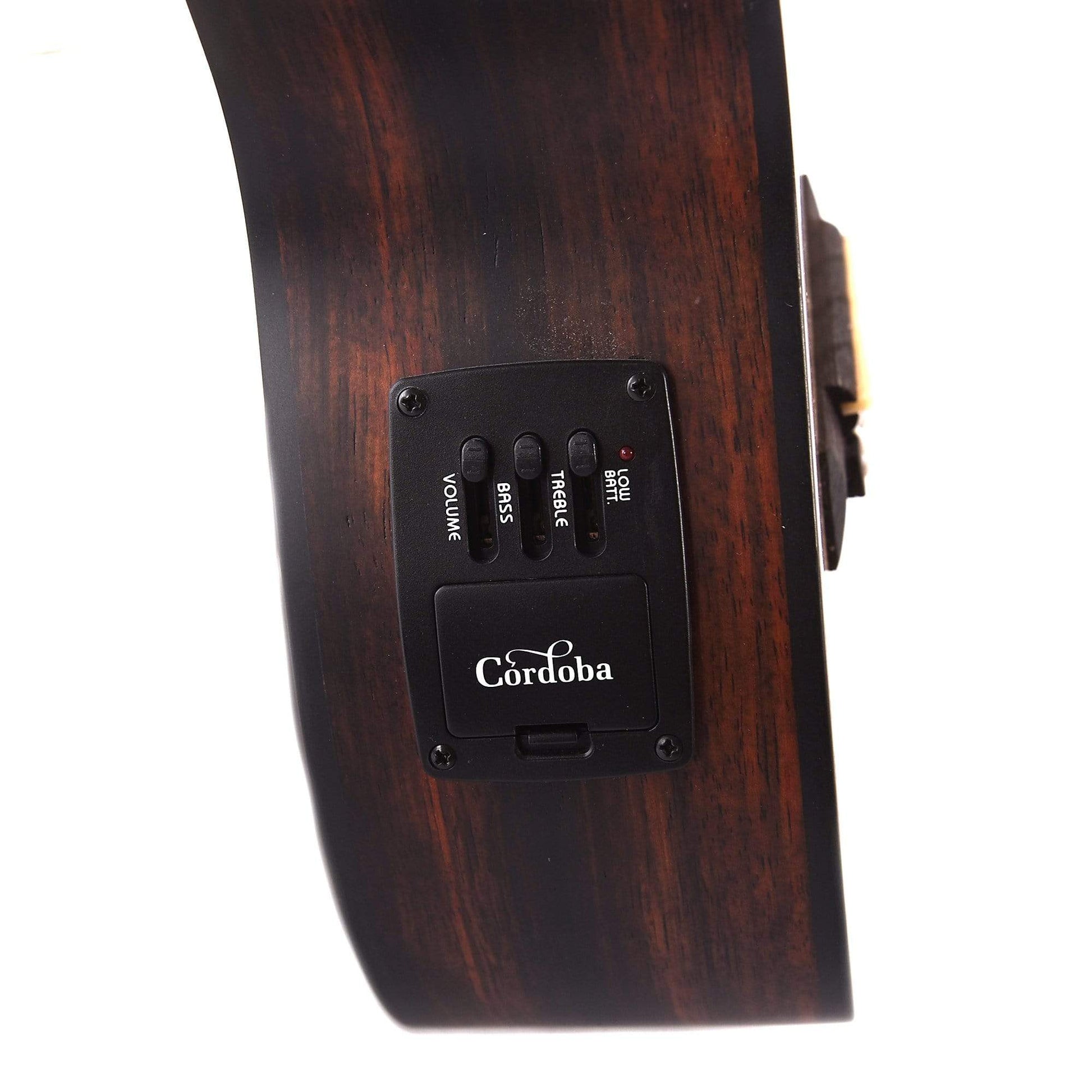 Cordoba 21T-CE Tenor Cutaway Acoustic/Electric Ukulele Exotic Striped Ebony Acoustic Guitars / Built-in Electronics