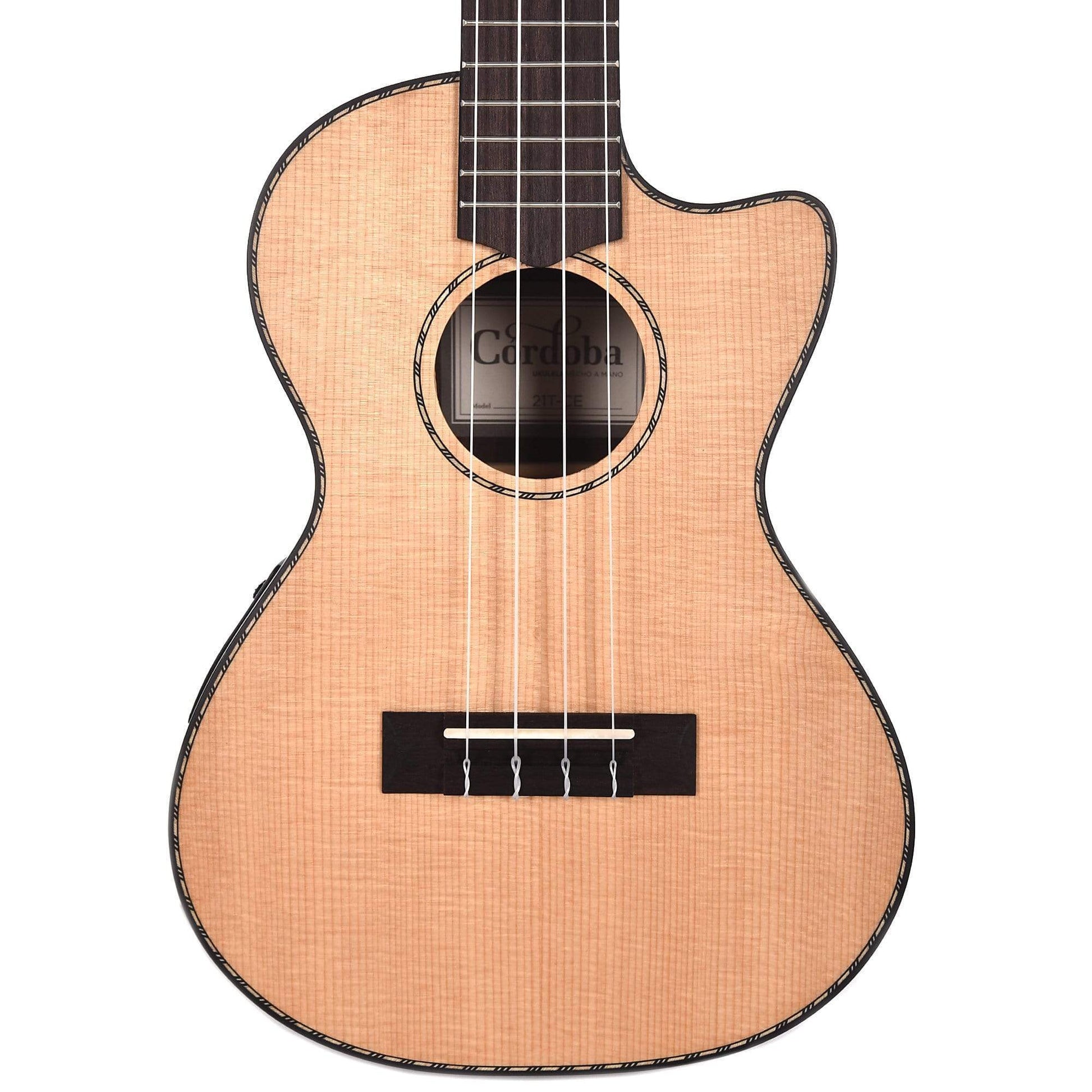 Cordoba 21T-CE Tenor Cutaway Acoustic/Electric Ukulele Exotic Striped Ebony Acoustic Guitars / Built-in Electronics