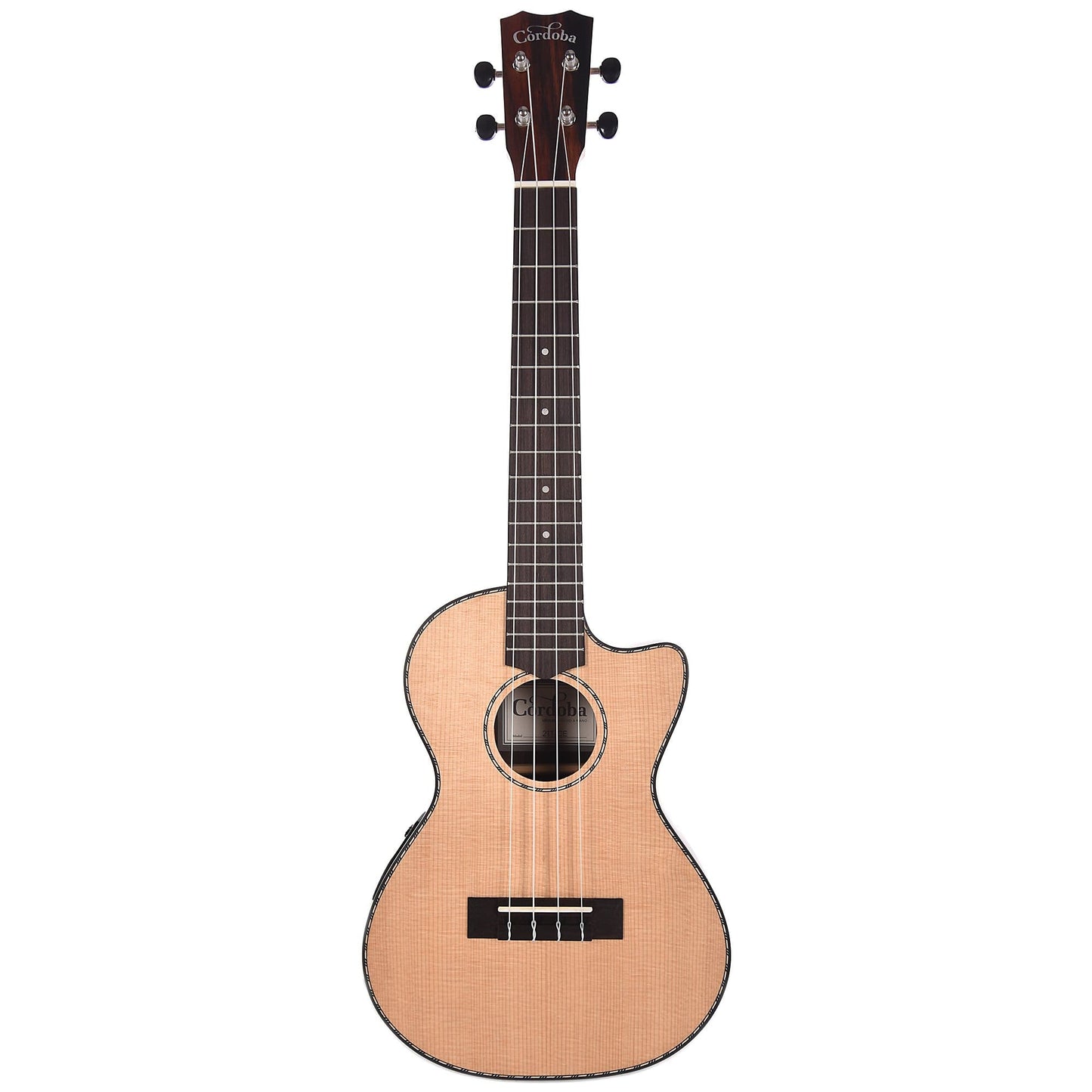 Cordoba 21T-CE Tenor Cutaway Acoustic/Electric Ukulele Exotic Striped Ebony Acoustic Guitars / Built-in Electronics
