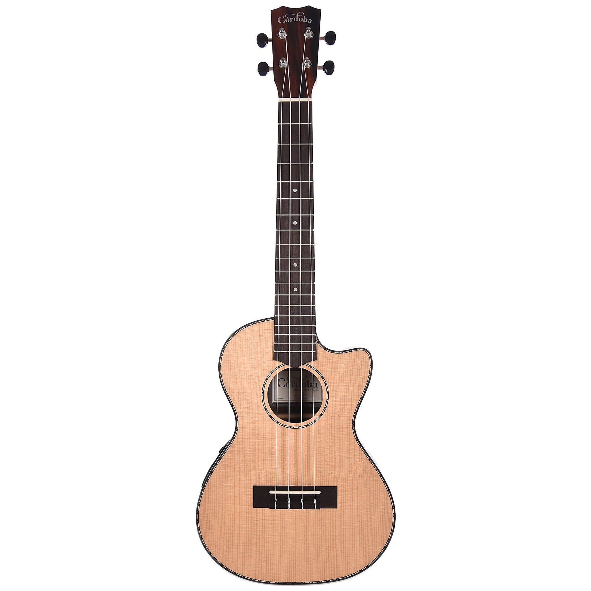 Cordoba 21T-CE Tenor Cutaway Acoustic/Electric Ukulele Exotic Striped Ebony Acoustic Guitars / Built-in Electronics