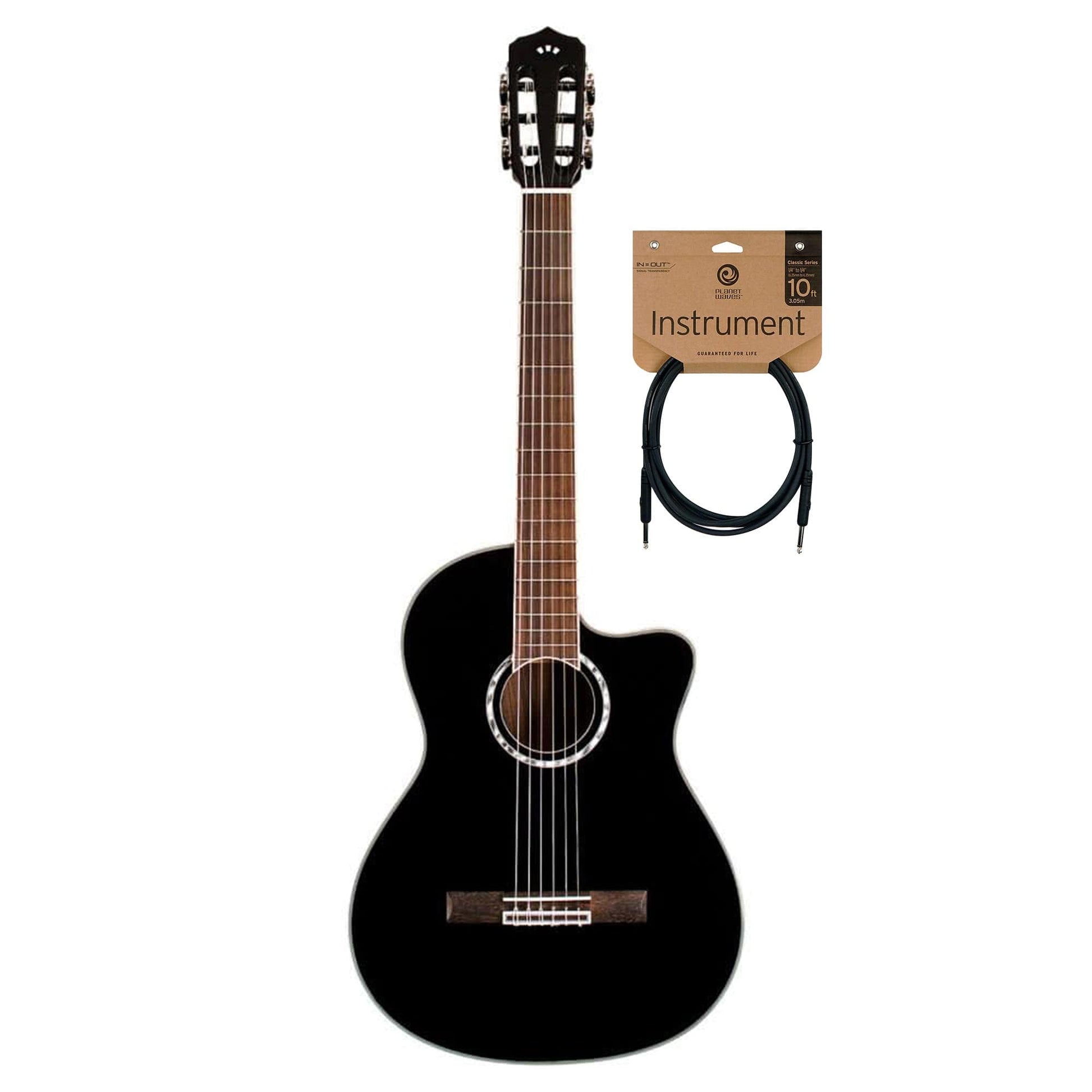 Cordoba Fusion 5 Crossover Jet Black Cable Bundle Acoustic Guitars / Classical
