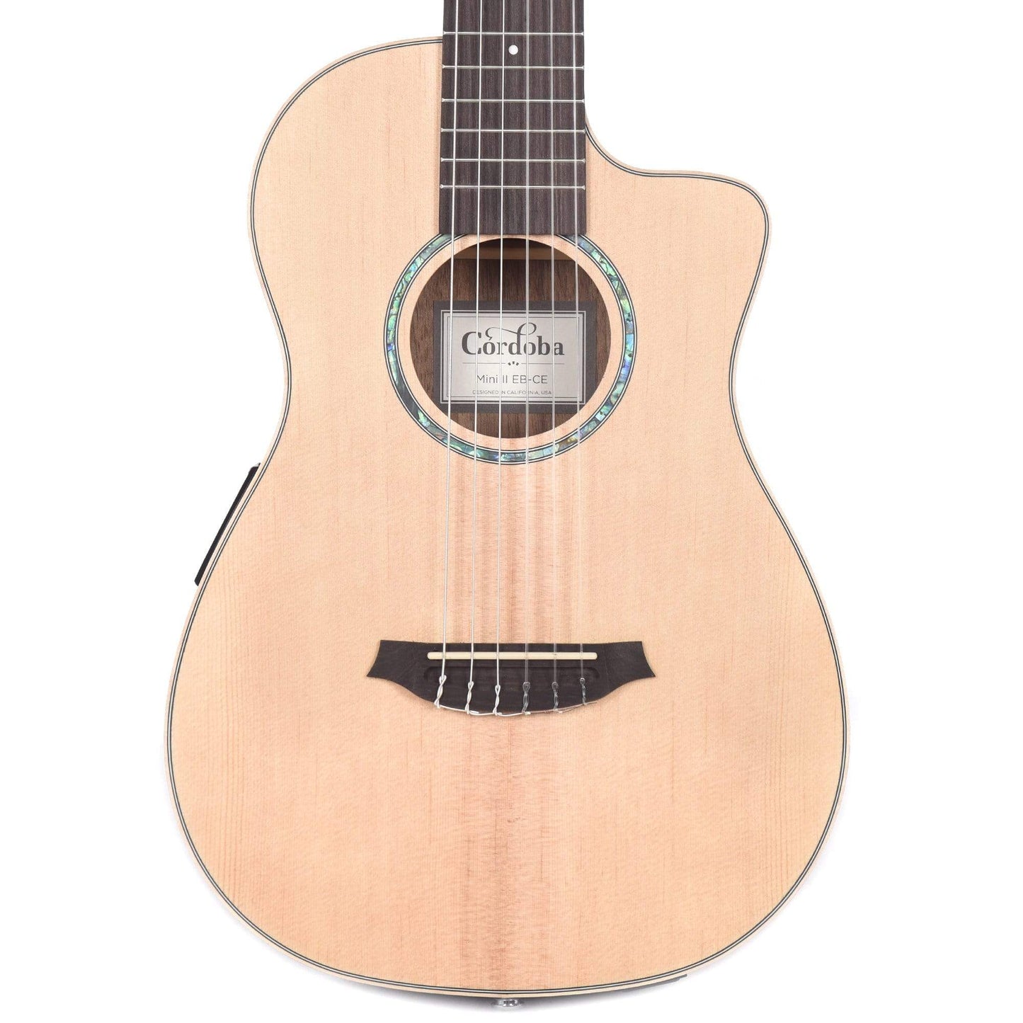 Cordoba Mini II EB-CE Spruce/Striped Ebony w/Pickup & On-Board Tuner Acoustic Guitars / Mini/Travel