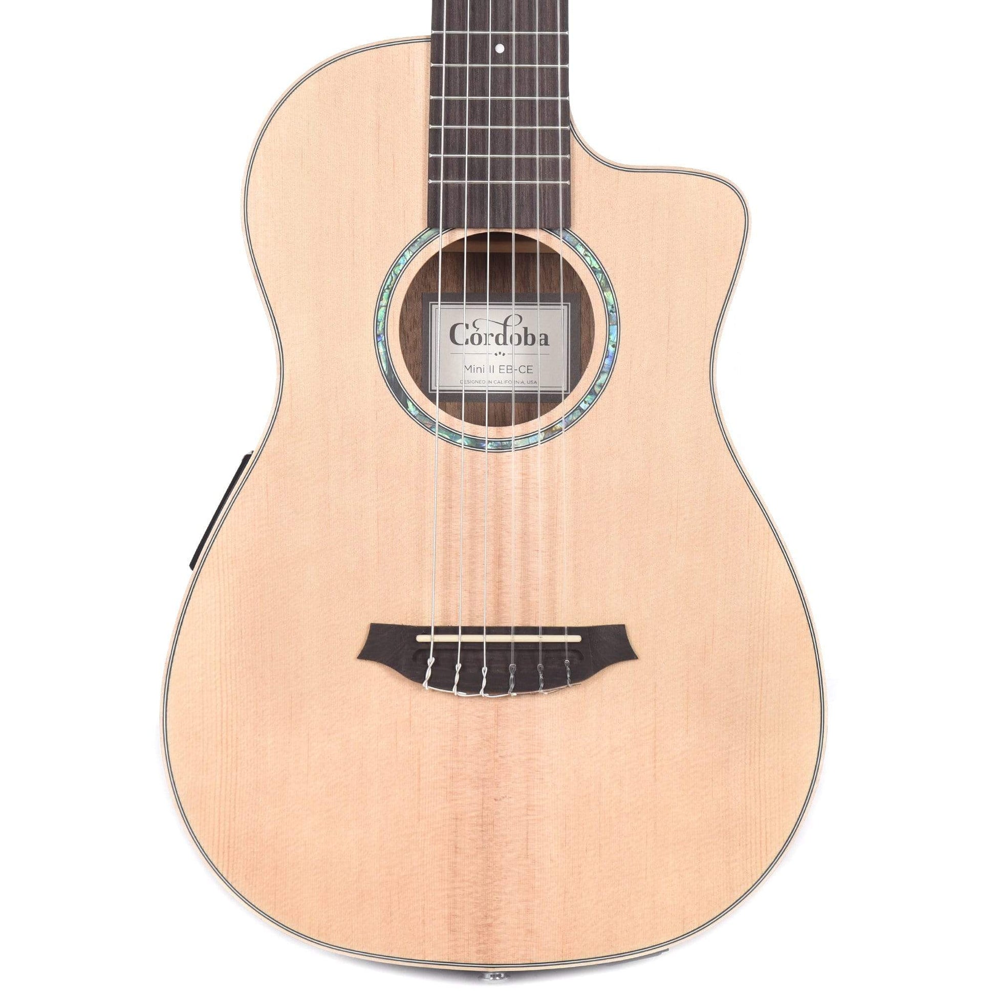 Cordoba Mini II EB-CE Spruce/Striped Ebony w/Pickup & On-Board Tuner Acoustic Guitars / Mini/Travel