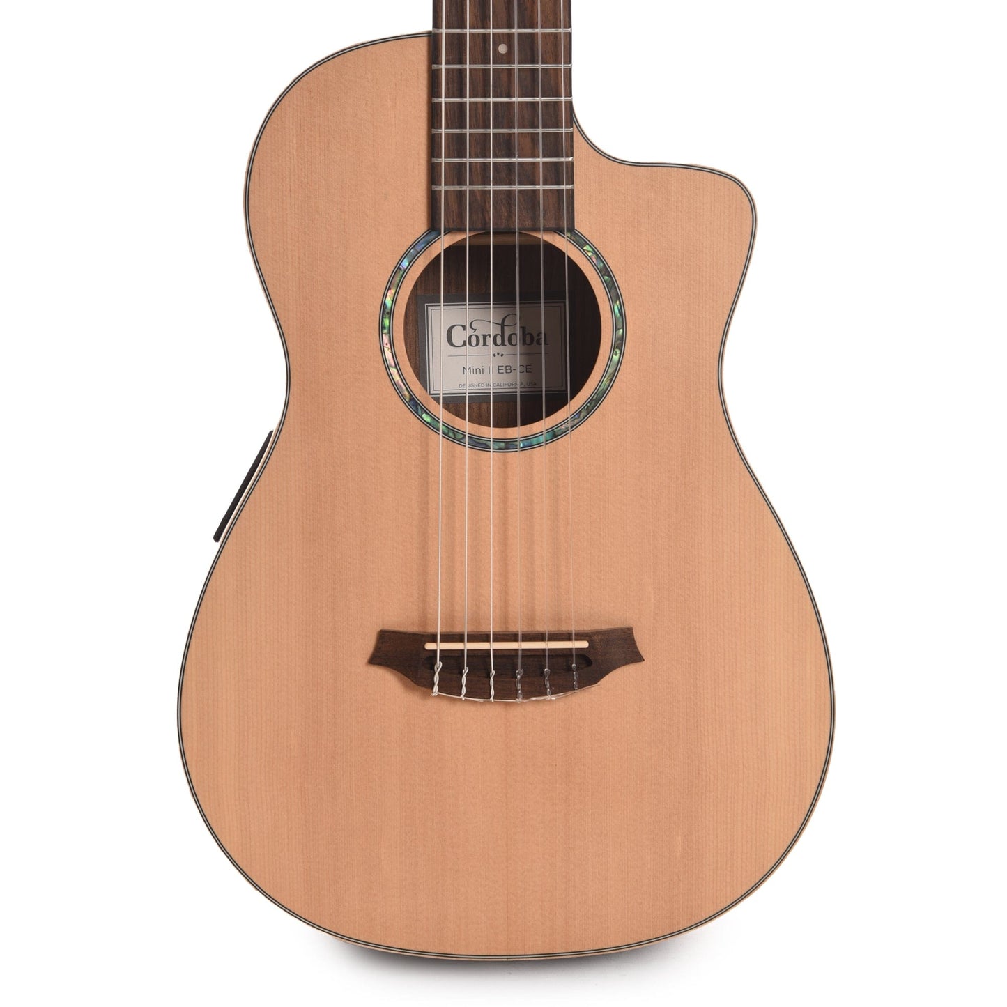 Cordoba Mini II EB-CE Spruce/Striped Ebony w/Pickup & On-Board Tuner Acoustic Guitars / Mini/Travel