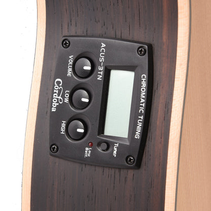 Cordoba Mini II EB-CE Spruce/Striped Ebony w/Pickup & On-Board Tuner Acoustic Guitars / Mini/Travel