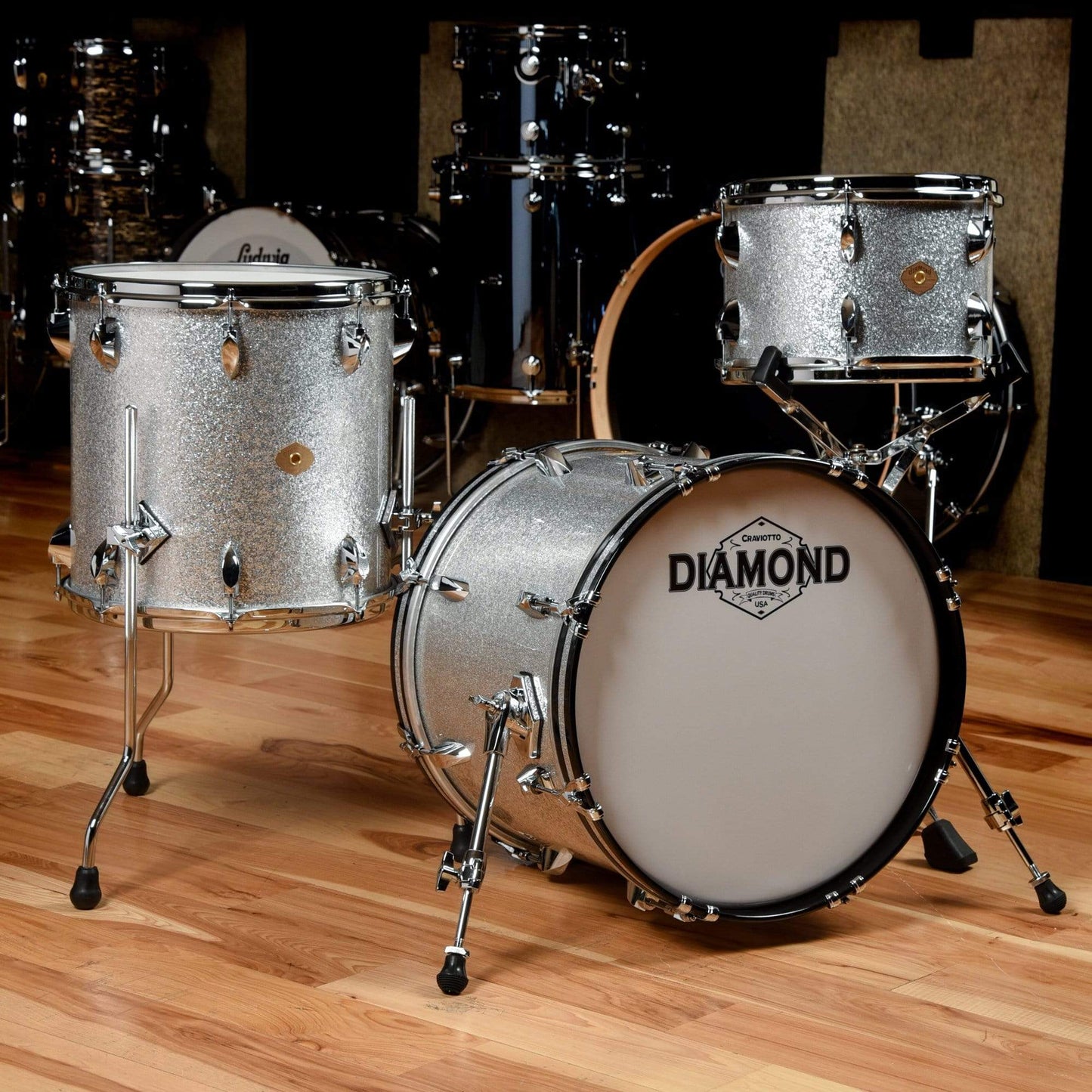Craviotto Diamond Series 12/14/18 3pc. Drum Kit Silver Sparkle Drums and Percussion / Acoustic Drums / Full Acoustic Kits