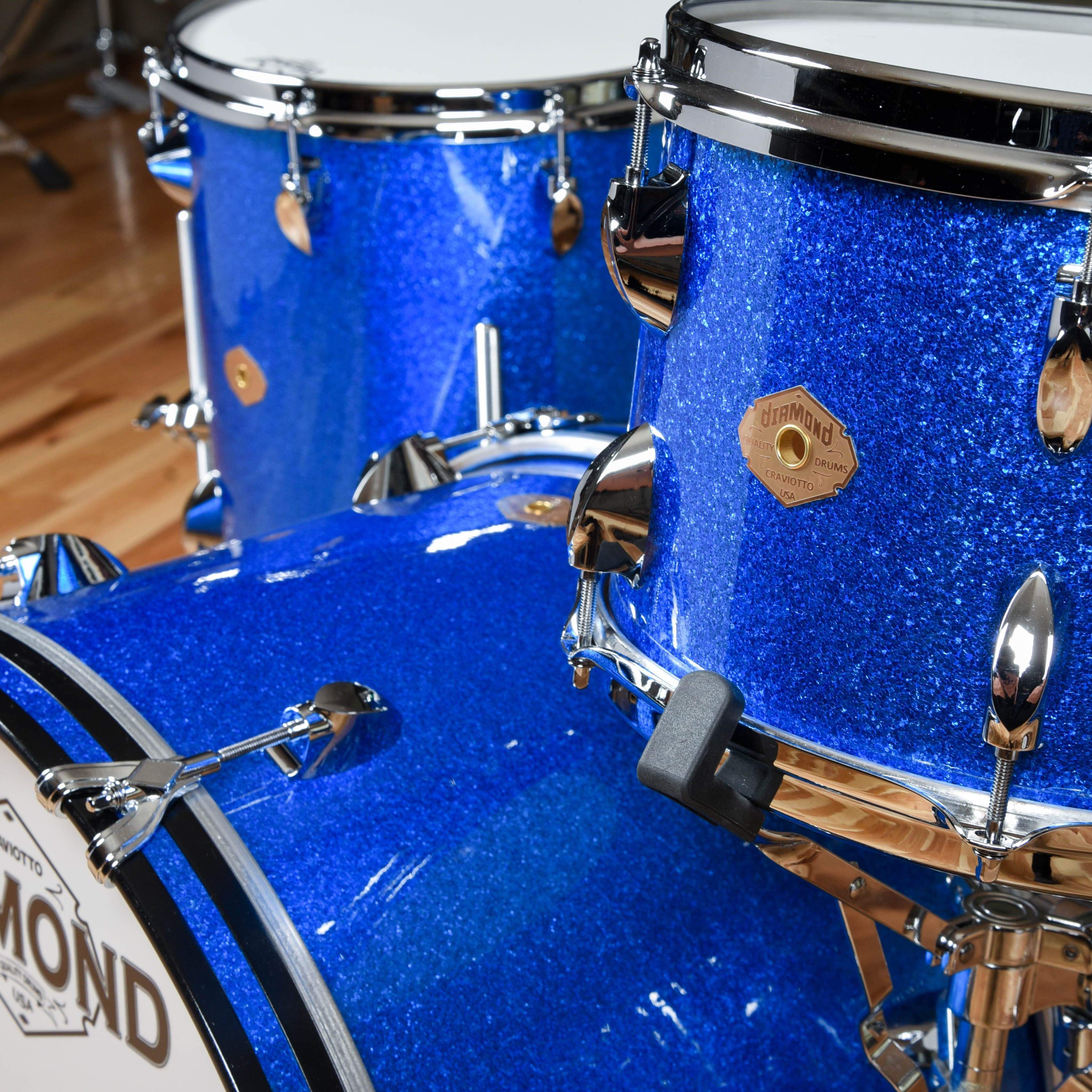 Craviotto Diamond Series 12/14/20 3pc. Drum Kit Blue Sparkle Drums and Percussion / Acoustic Drums / Full Acoustic Kits