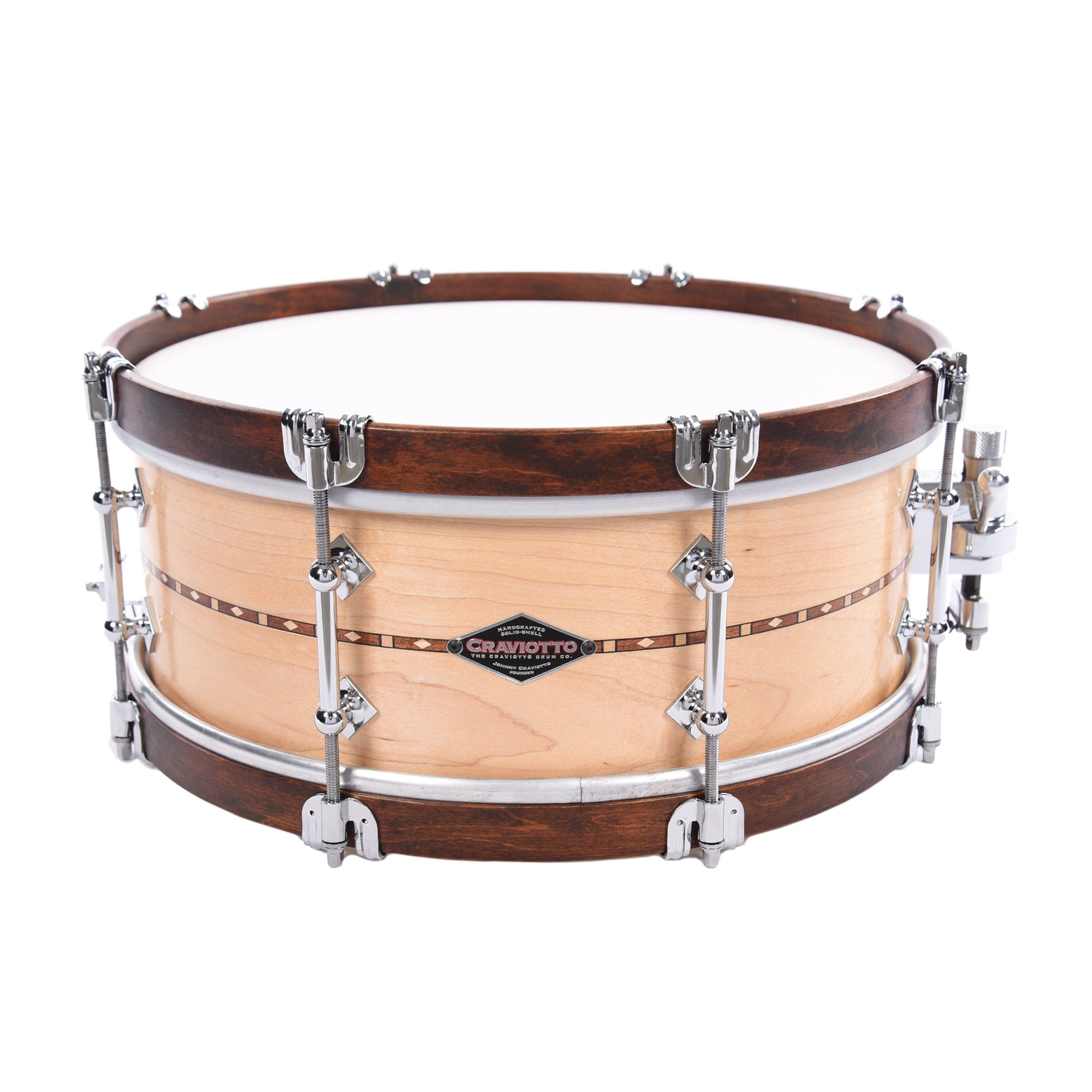 Craviotto 5.5x14 Solid Maple Super Swing Snare Drum w/Walnut Inlay & Brown Stained Wood Hoops Drums and Percussion / Acoustic Drums / Snare