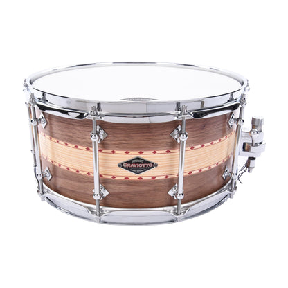 Craviotto 6.5x14 Walnut/Ash/Walnut Stacked Solid Snare Drum w/Red Inlay Drums and Percussion / Acoustic Drums / Snare
