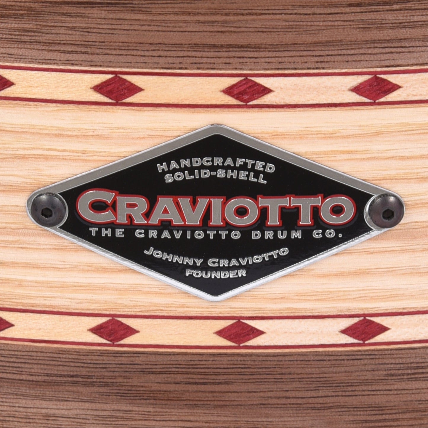 Craviotto 6.5x14 Walnut/Ash/Walnut Stacked Solid Snare Drum w/Red Inlay Drums and Percussion / Acoustic Drums / Snare