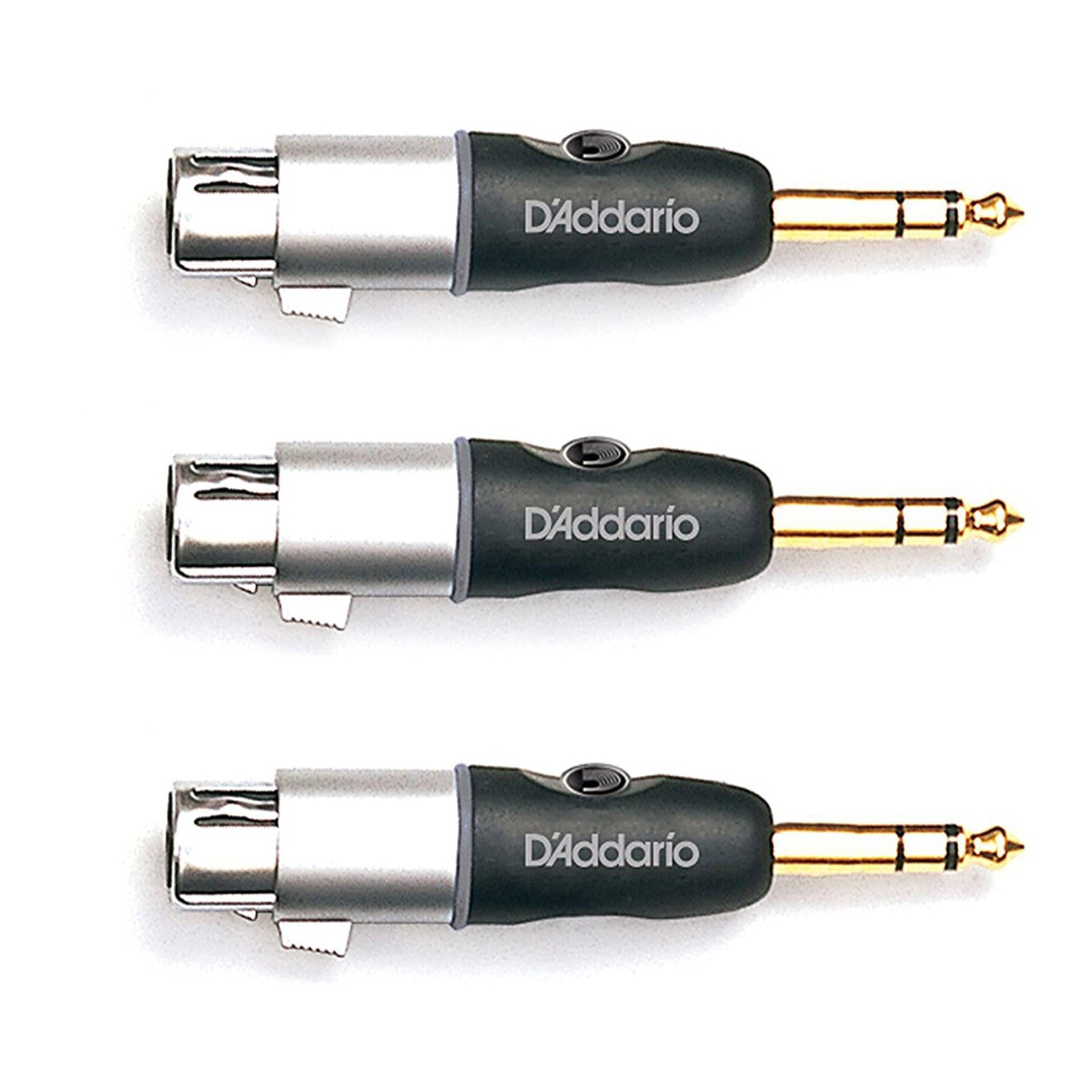 D'Addario 1/4" Male Balanced to XLR Female Adapter 3 Pack Bundle Accessories / Cables