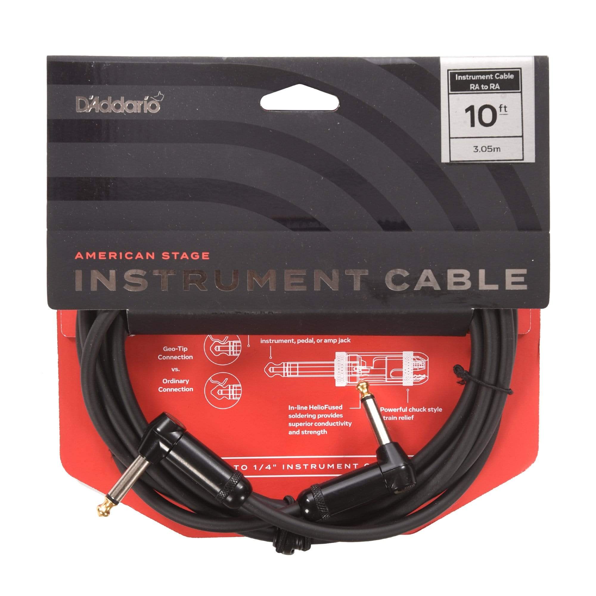 D'Addario American Stage Instrument Cable 10' AngleAngle Chicago