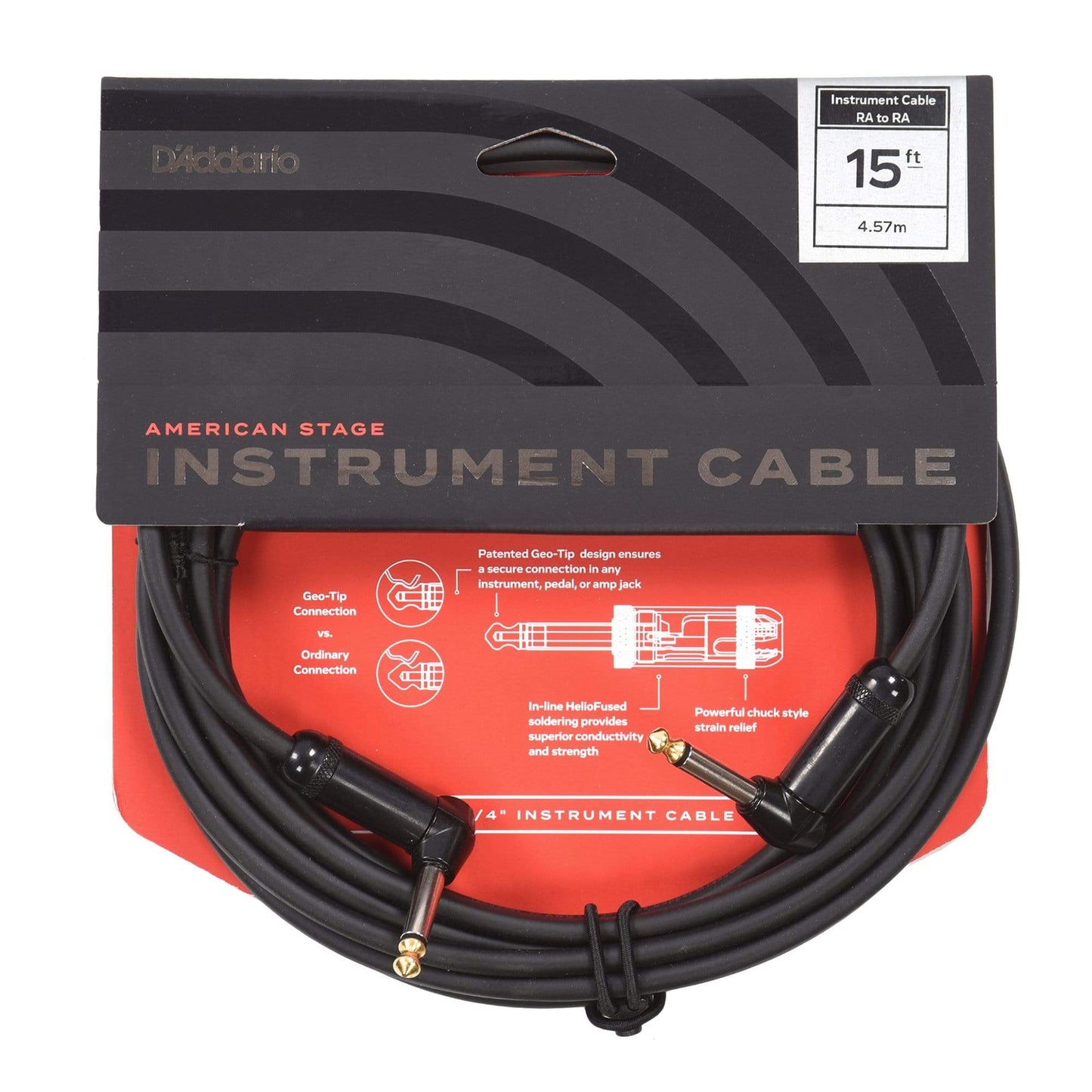 D'Addario American Stage Instrument Cable 15' Angle-Angle Accessories / Cables