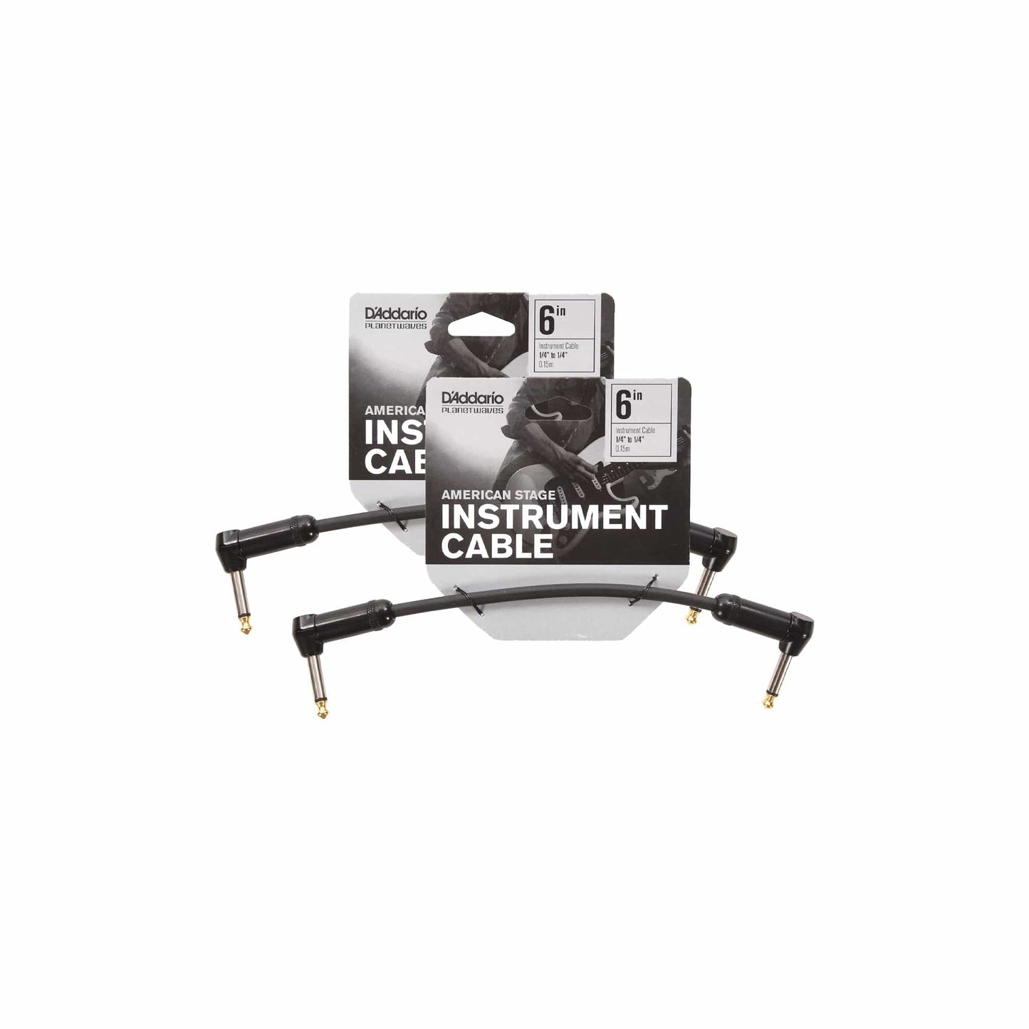 D'Addario American Stage Patch Instrument Cable 6" Angle-Angle 2 Pack Bundle Accessories / Cables