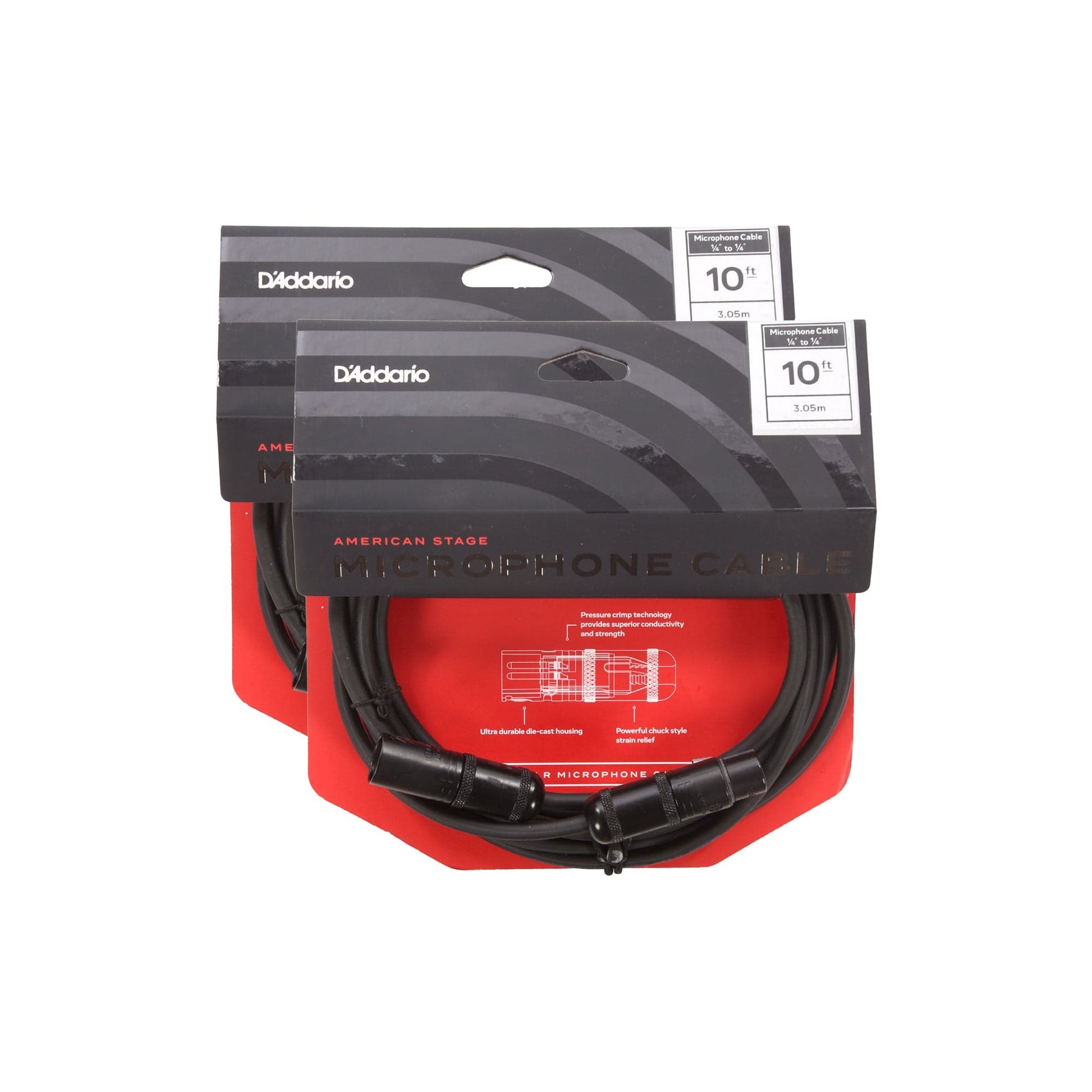 D'Addario American Stage XLR Microphone Cable 10' 2 Pack Bundle Accessories / Cables