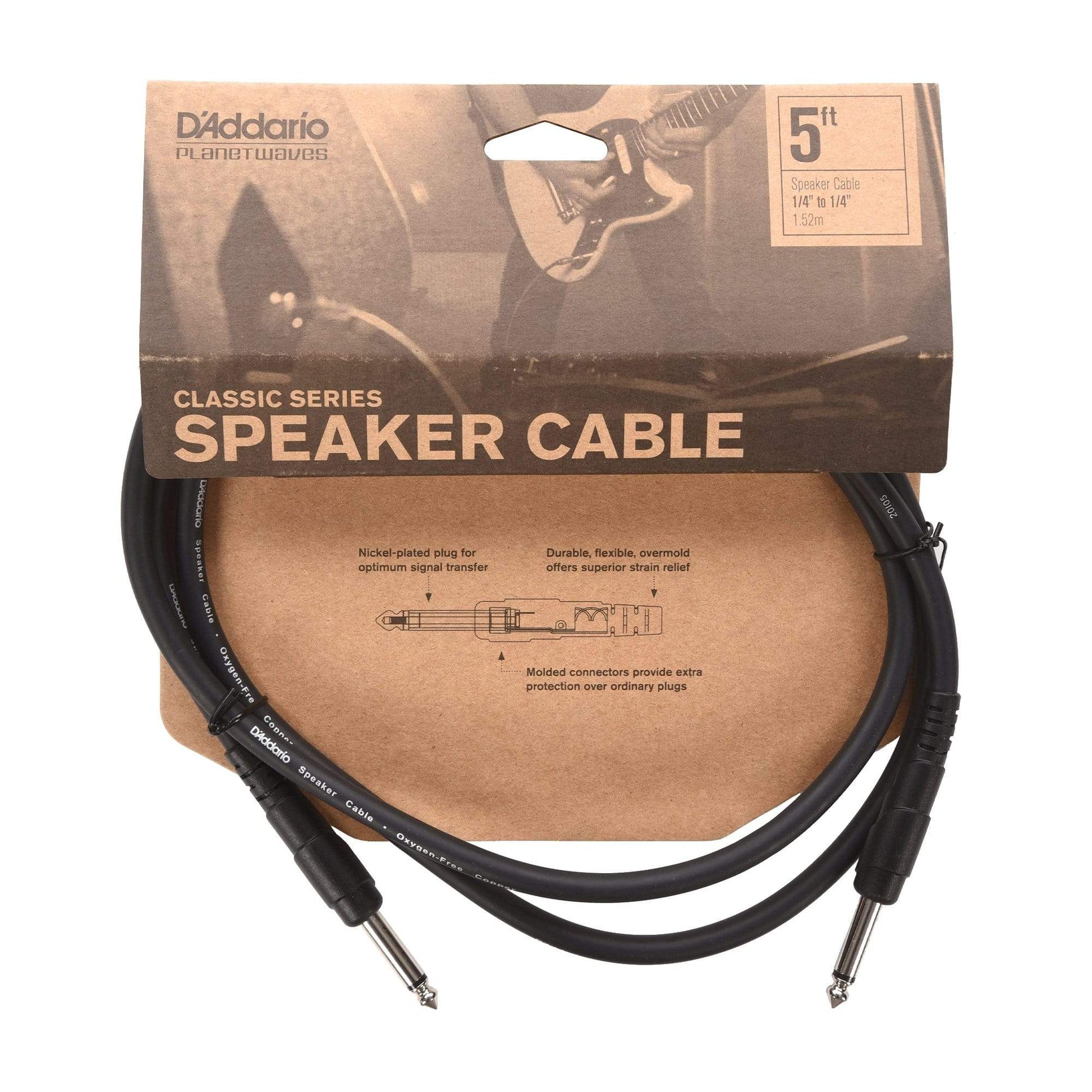 D'Addario Classic 1/4" Speaker Cable 5' Accessories / Cables