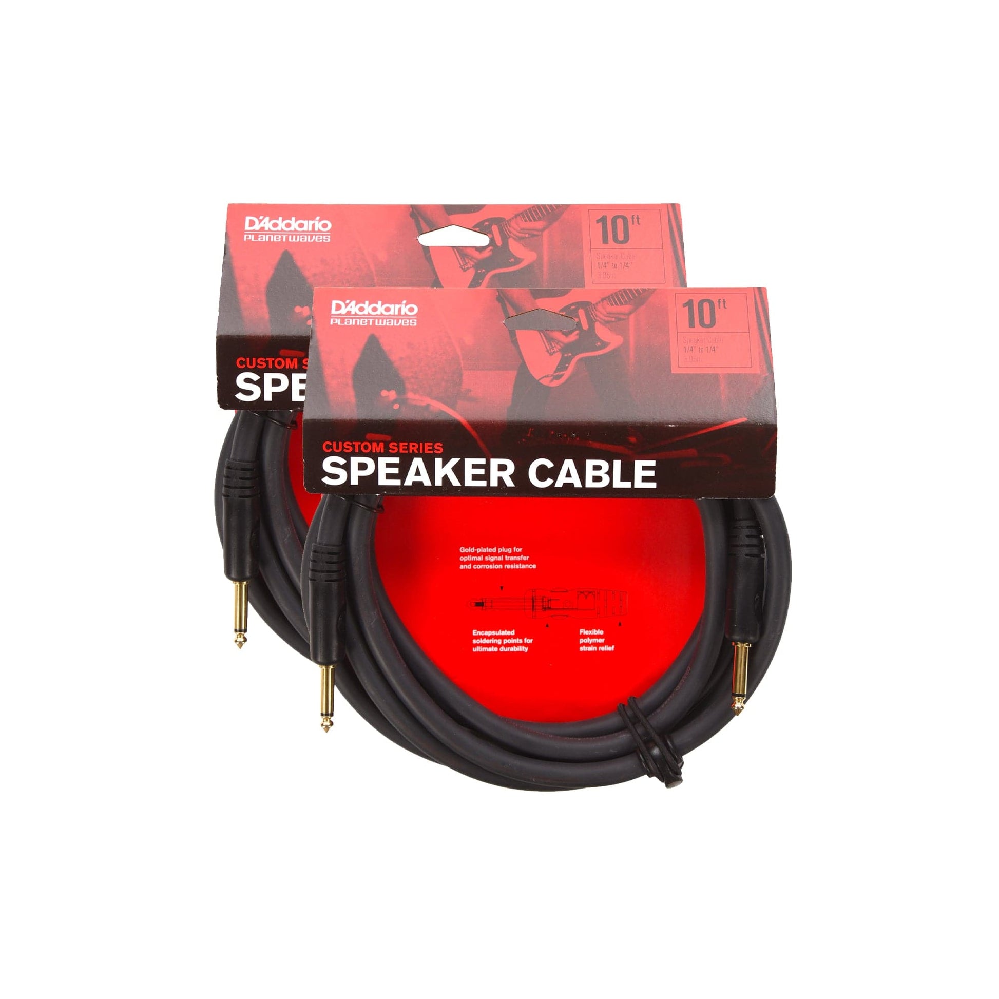 D'Addario Custom 1/4" Speaker Cable 10' 2 Pack Bundle Accessories / Cables