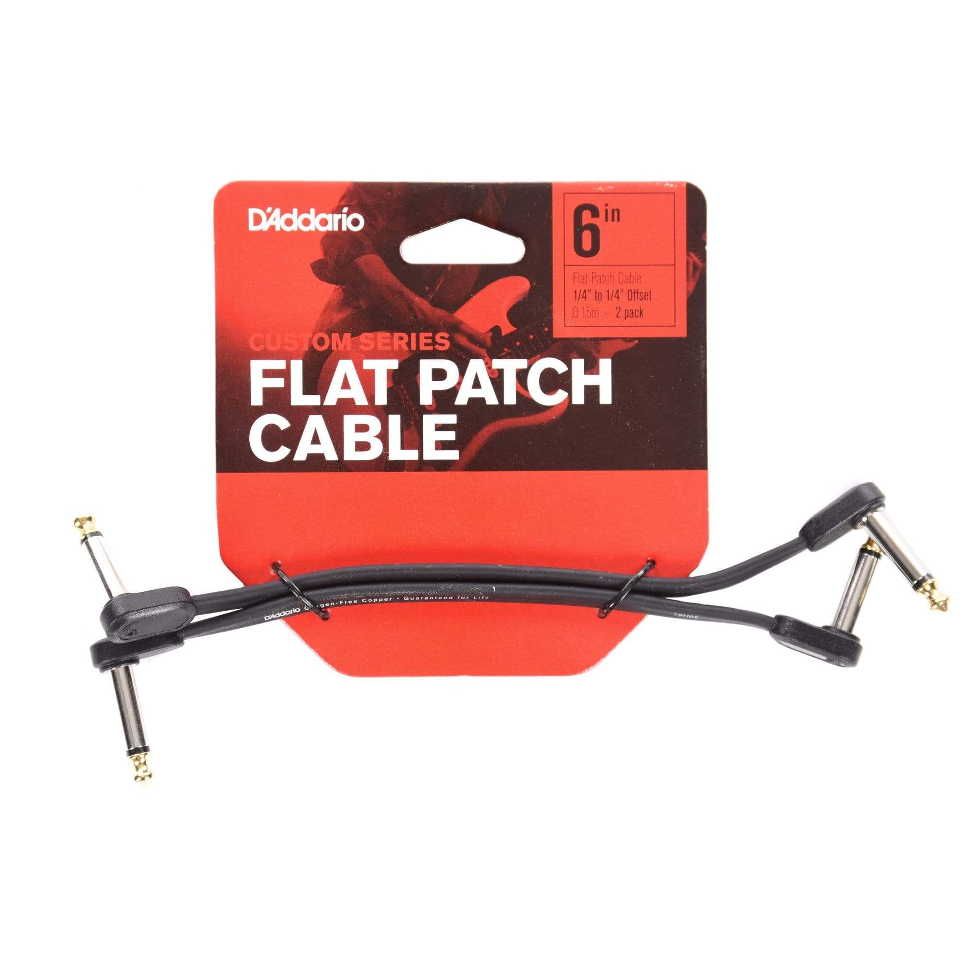 D'Addario Flat Patch Cable 6" Offset Right Angle Twin Pack Accessories / Cables