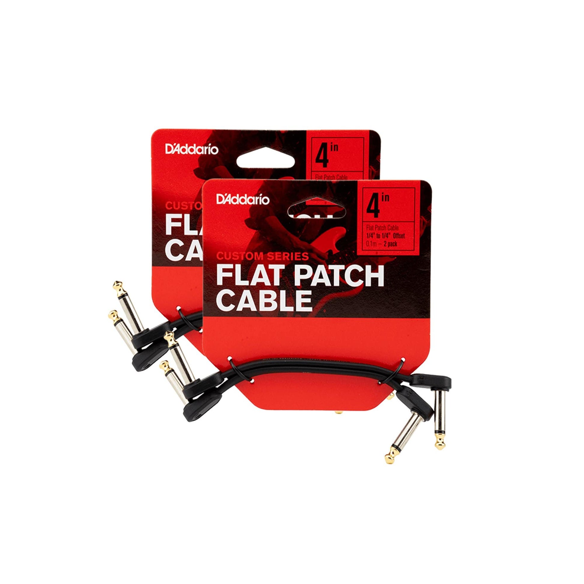 D'Addario Planet Waves Flat Patch Cable 4" Offset Right Angle 4 Pack Bundle Accessories / Cables