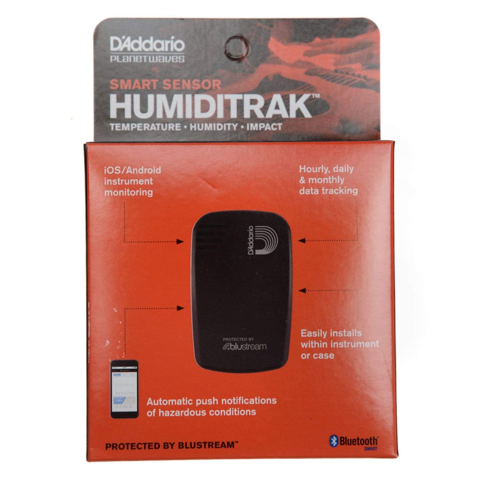 Track Humidifier D'Addario Humiditrack Bluetooth Humitidy, Temperature, and Impact Sens ...