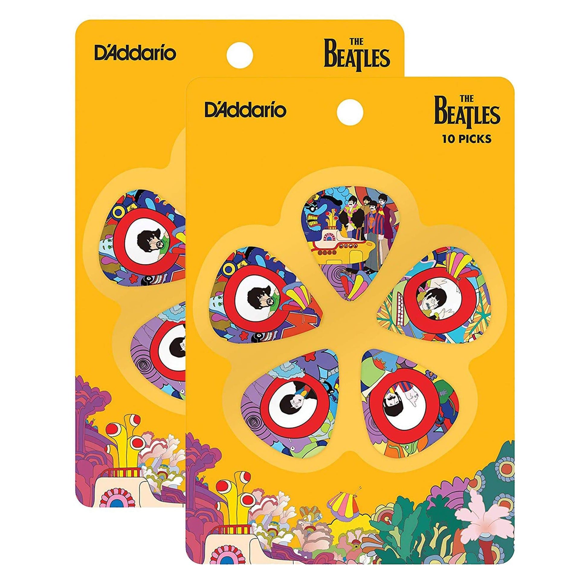 D'Addario Beatles Yellow Submarine 50th Annivesary Pick Pack Medium 2 Pack (20) Bundle Accessories / Picks